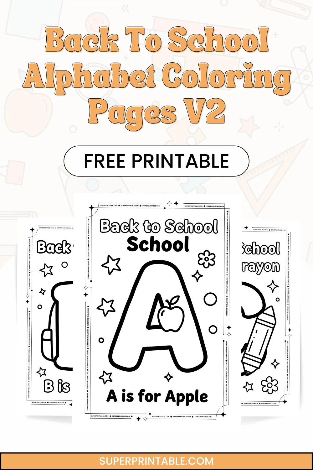 Back To School Alphabet Coloring Pages V2 Pinterest Image