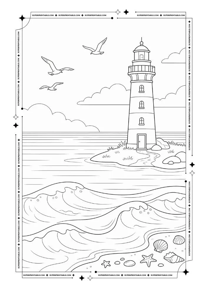 Beach Light House Coloring Pages 2