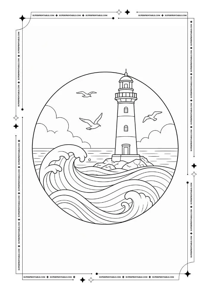 Beach Light House Coloring Pages 3