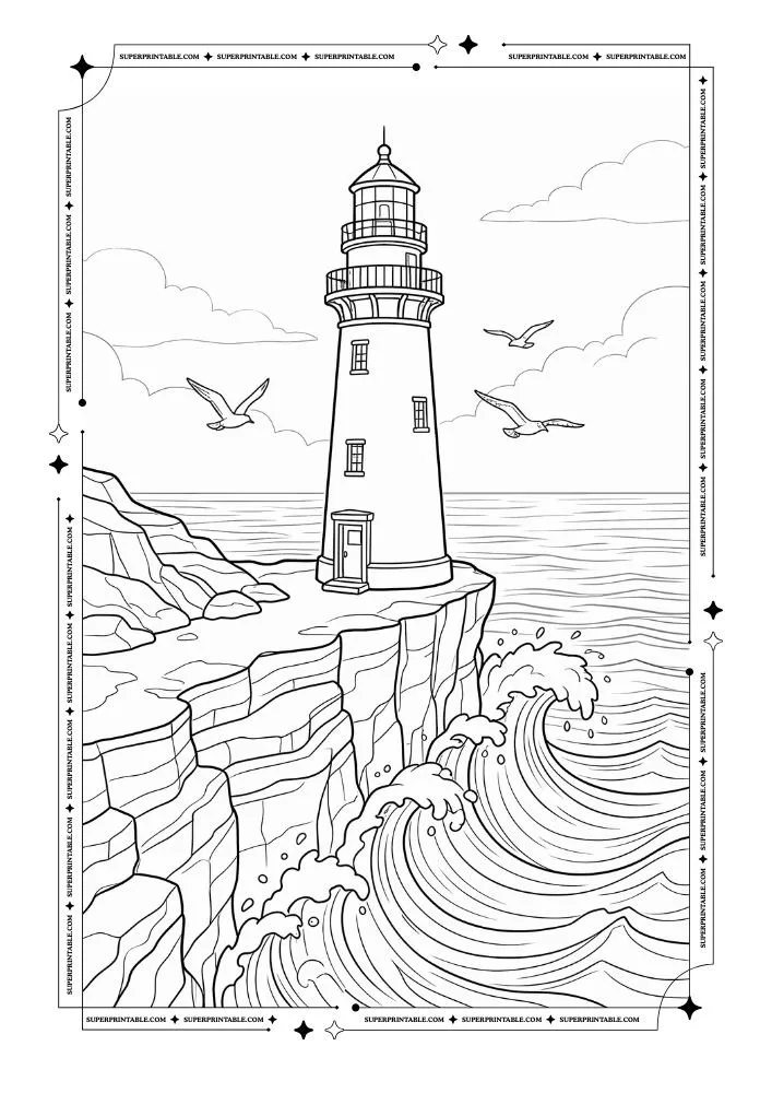Beach Light House Coloring Pages 4