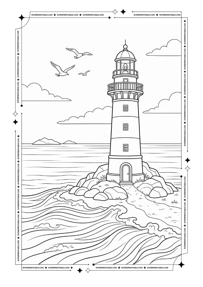 Beach Light House Coloring Pages 5