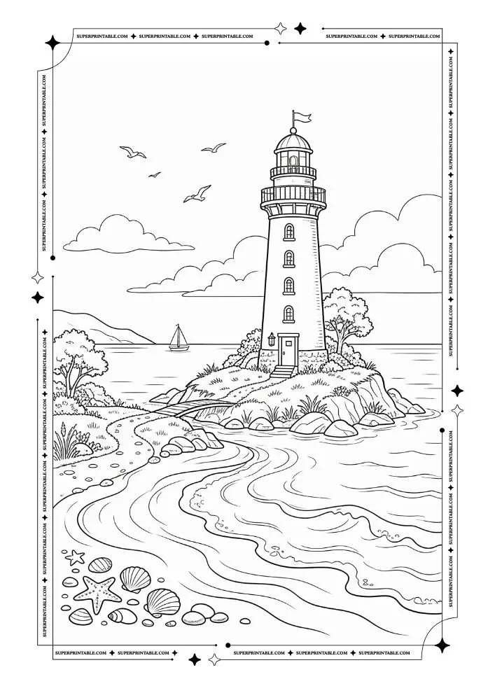 Beach Light House Coloring Pages 6