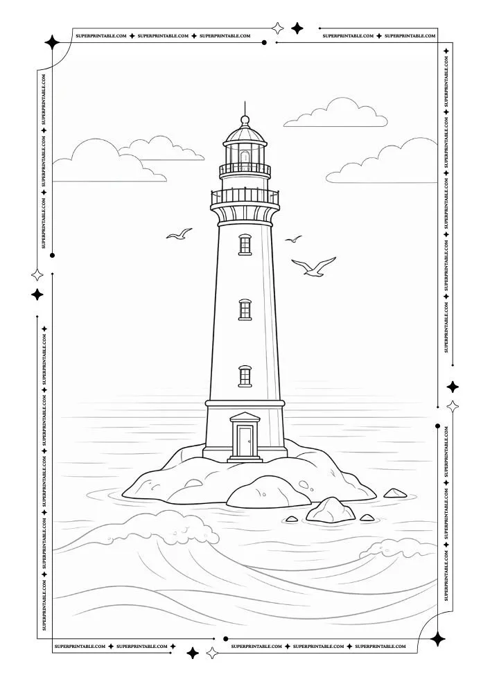 Beach Light House Coloring Pages 7