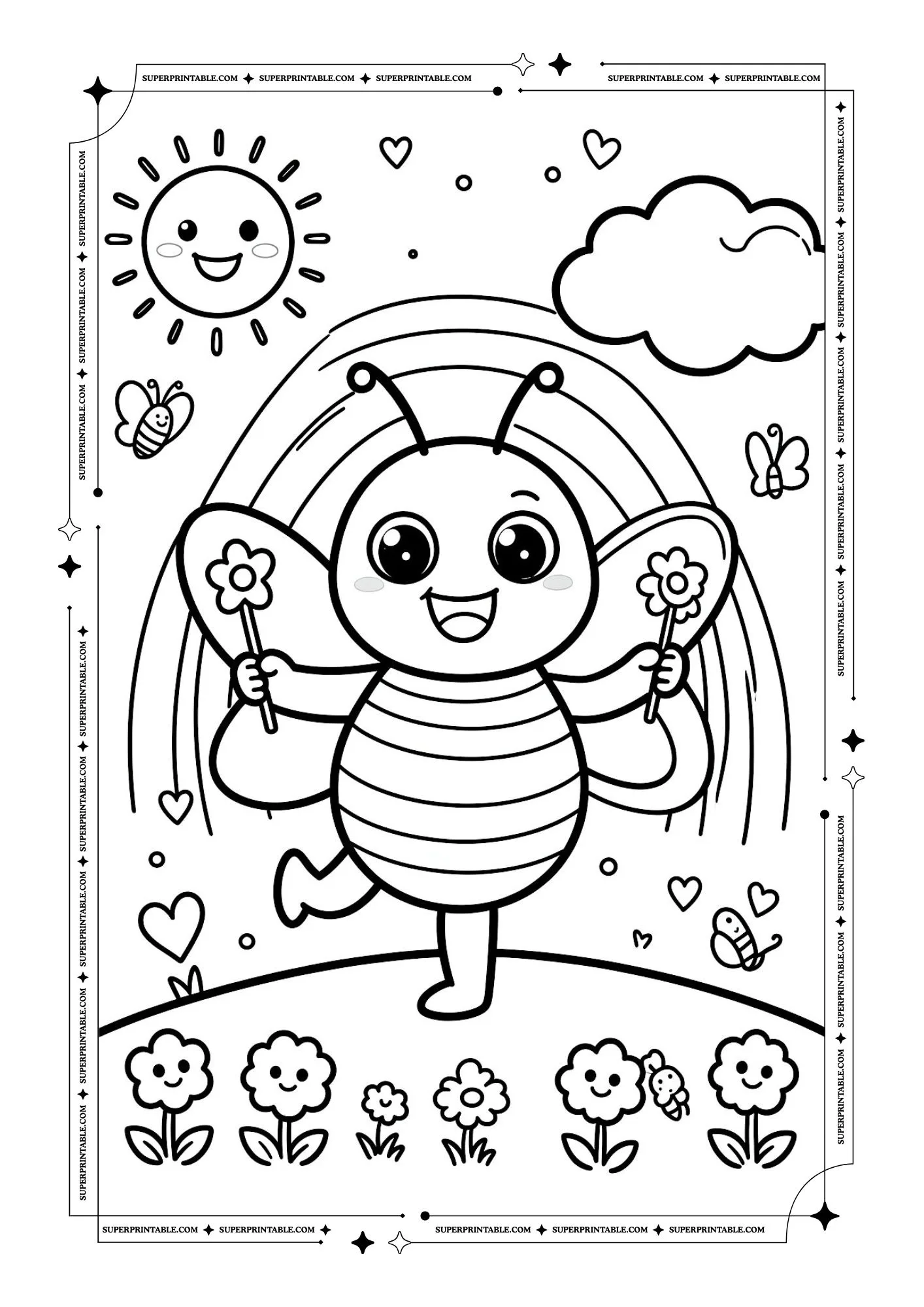 Bee Coloring Pages 2