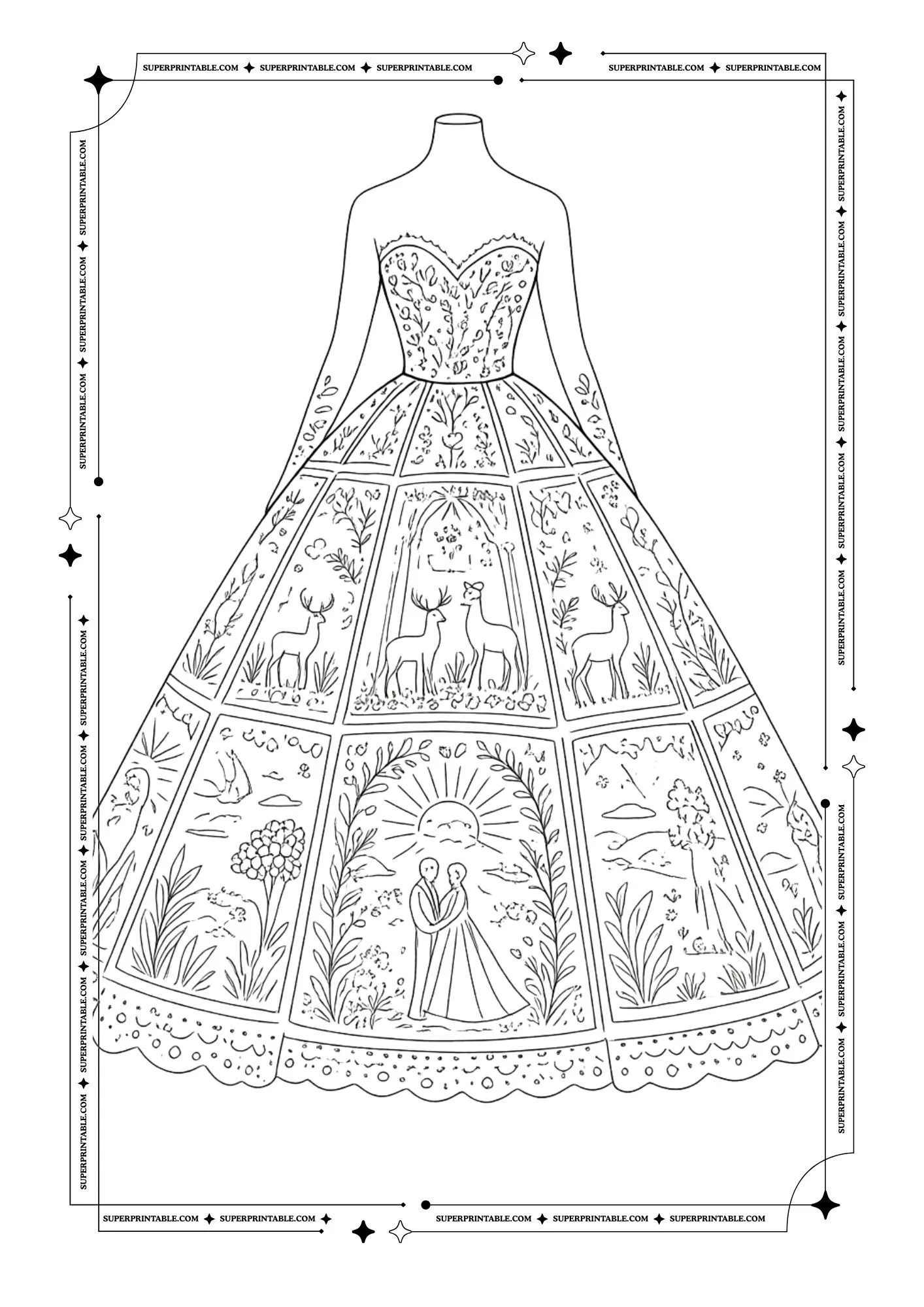 Bridal Dress Coloring Pages 1