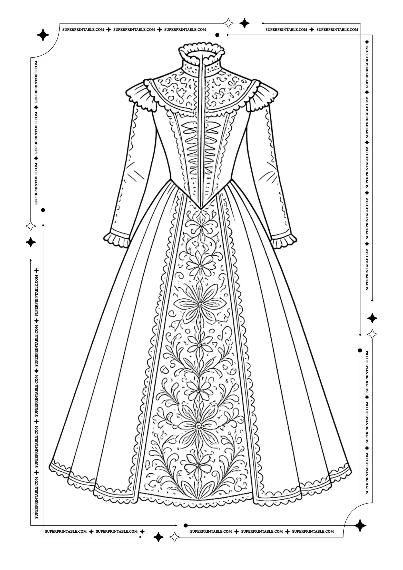 Bridal Dress Coloring Pages 10