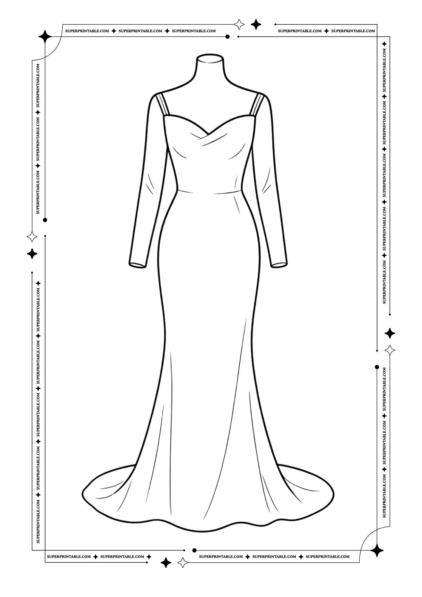 Bridal Dress Coloring Pages 11