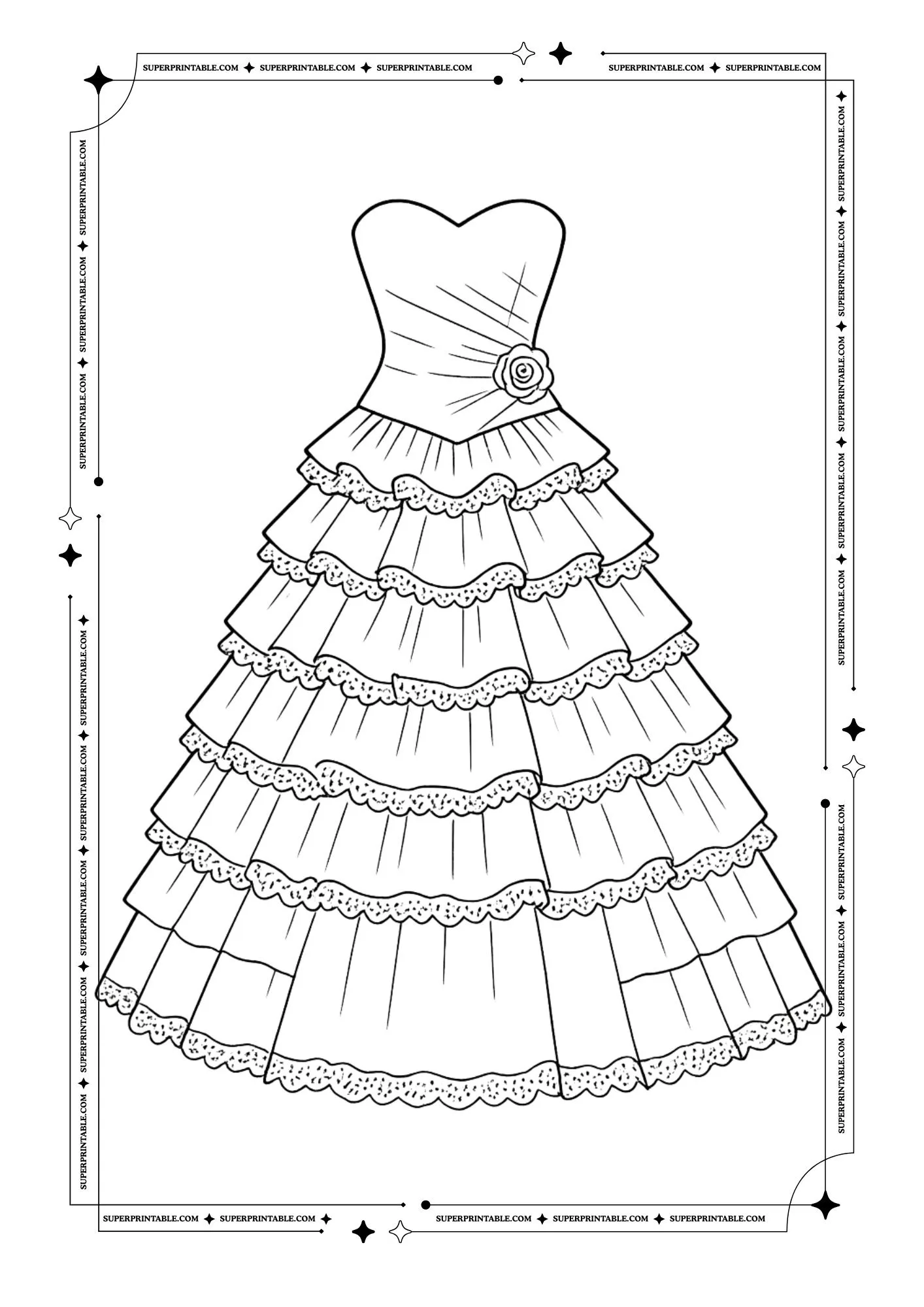 Bridal Dress Coloring Pages 13