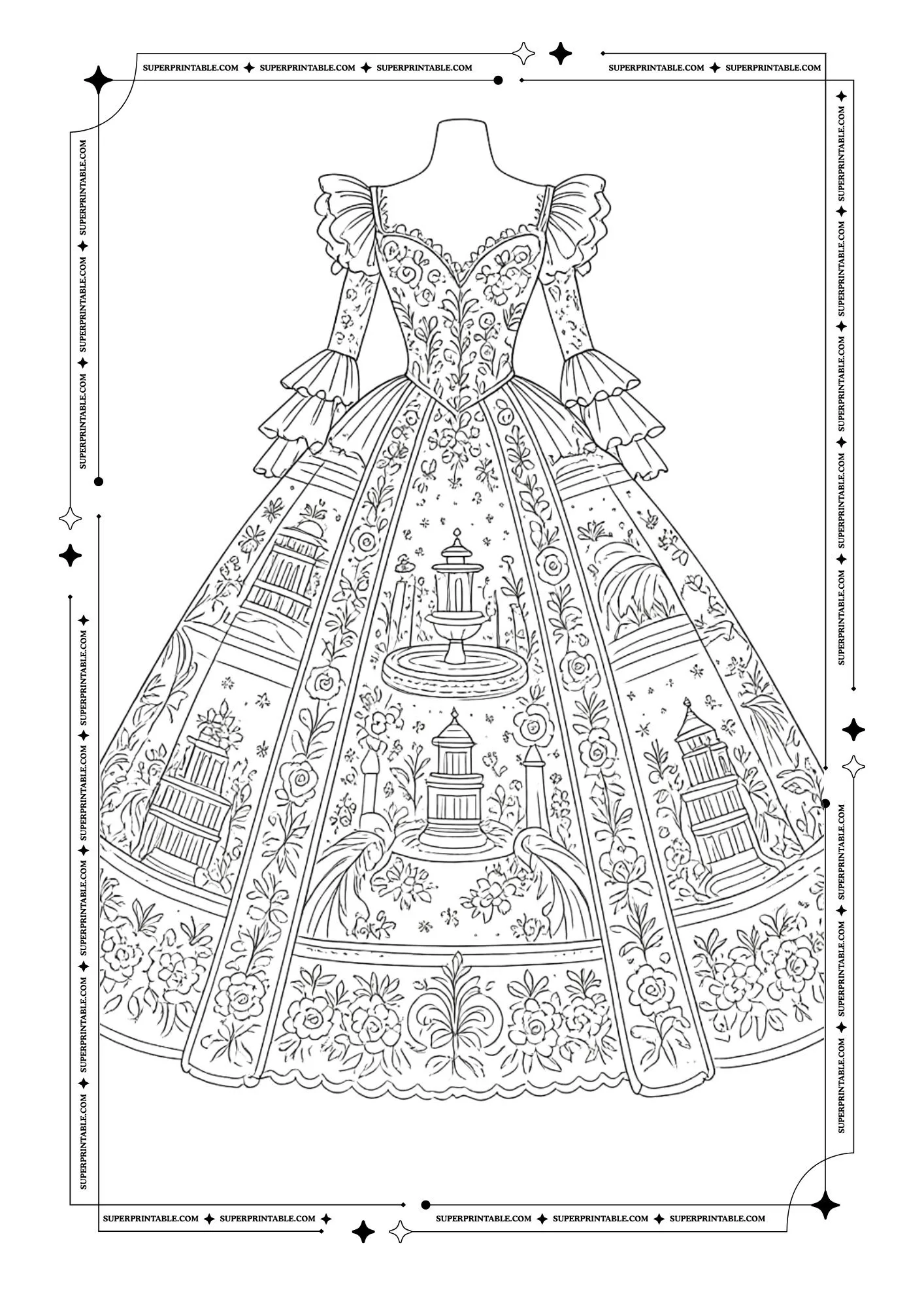 Bridal Dress Coloring Pages 15
