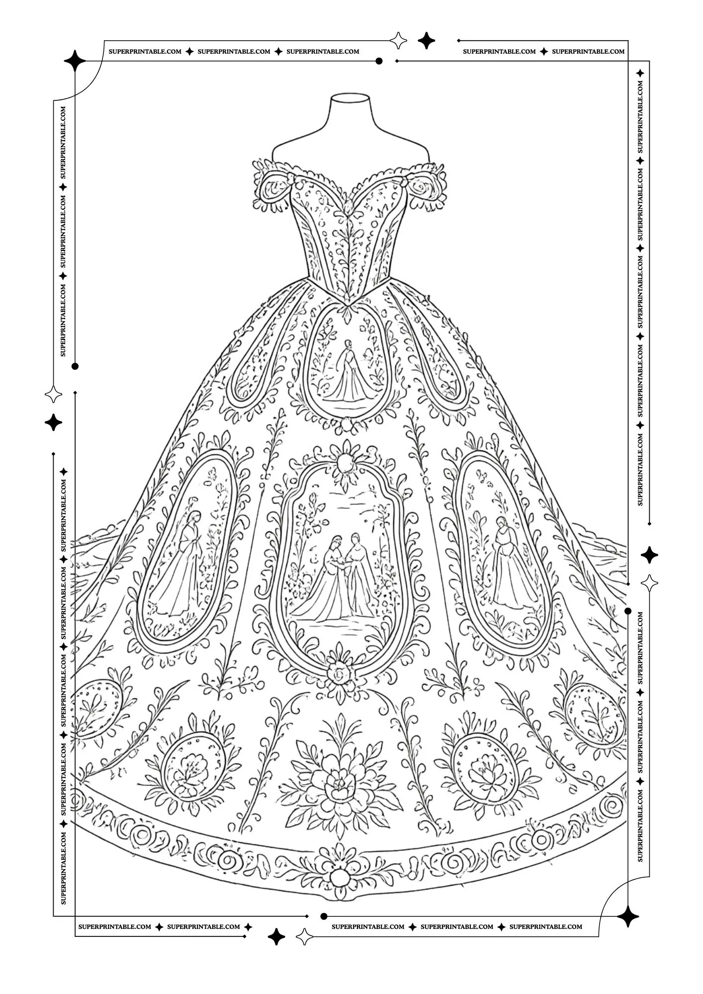 Bridal Dress Coloring Pages 2