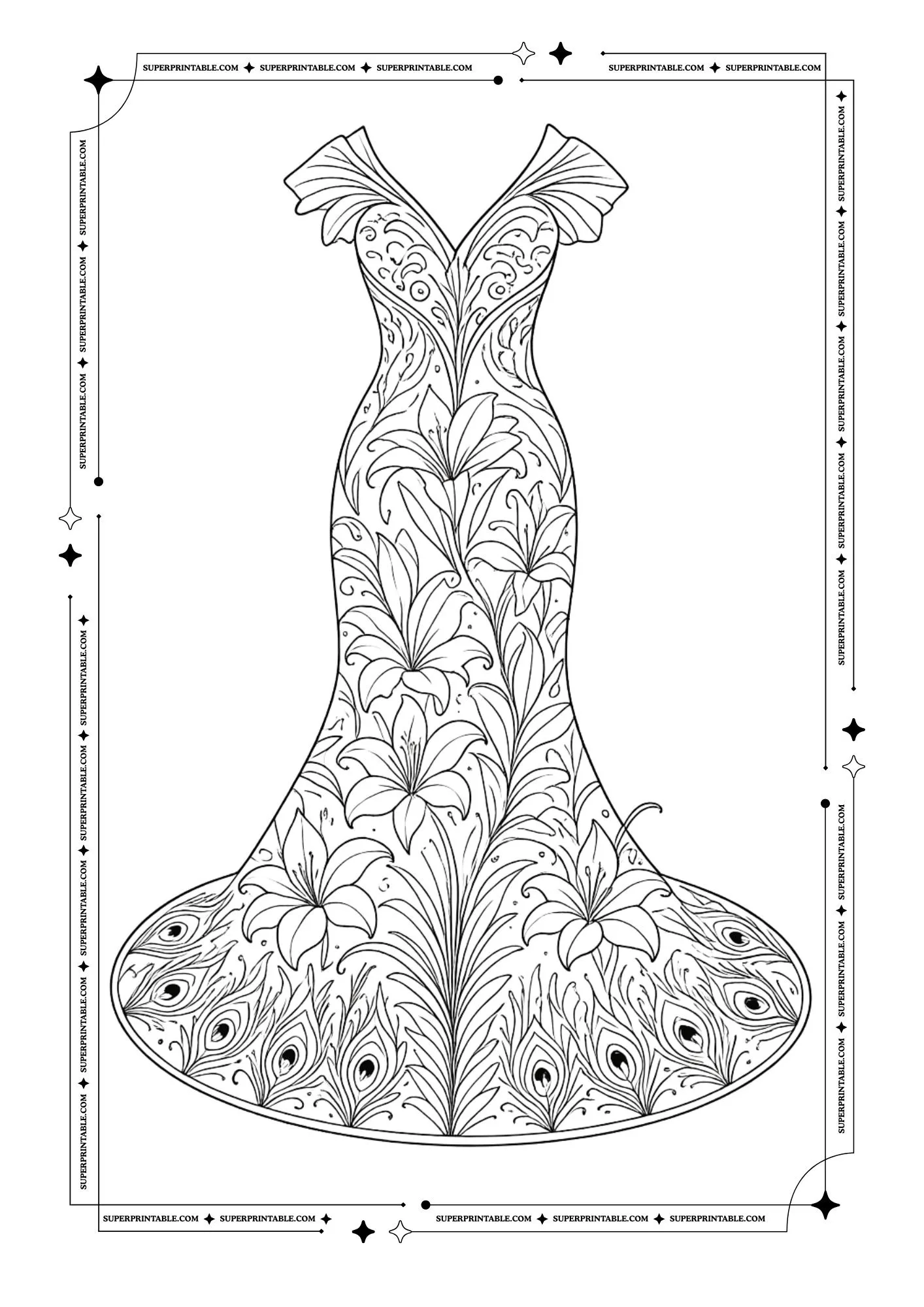 Bridal Dress Coloring Pages 4