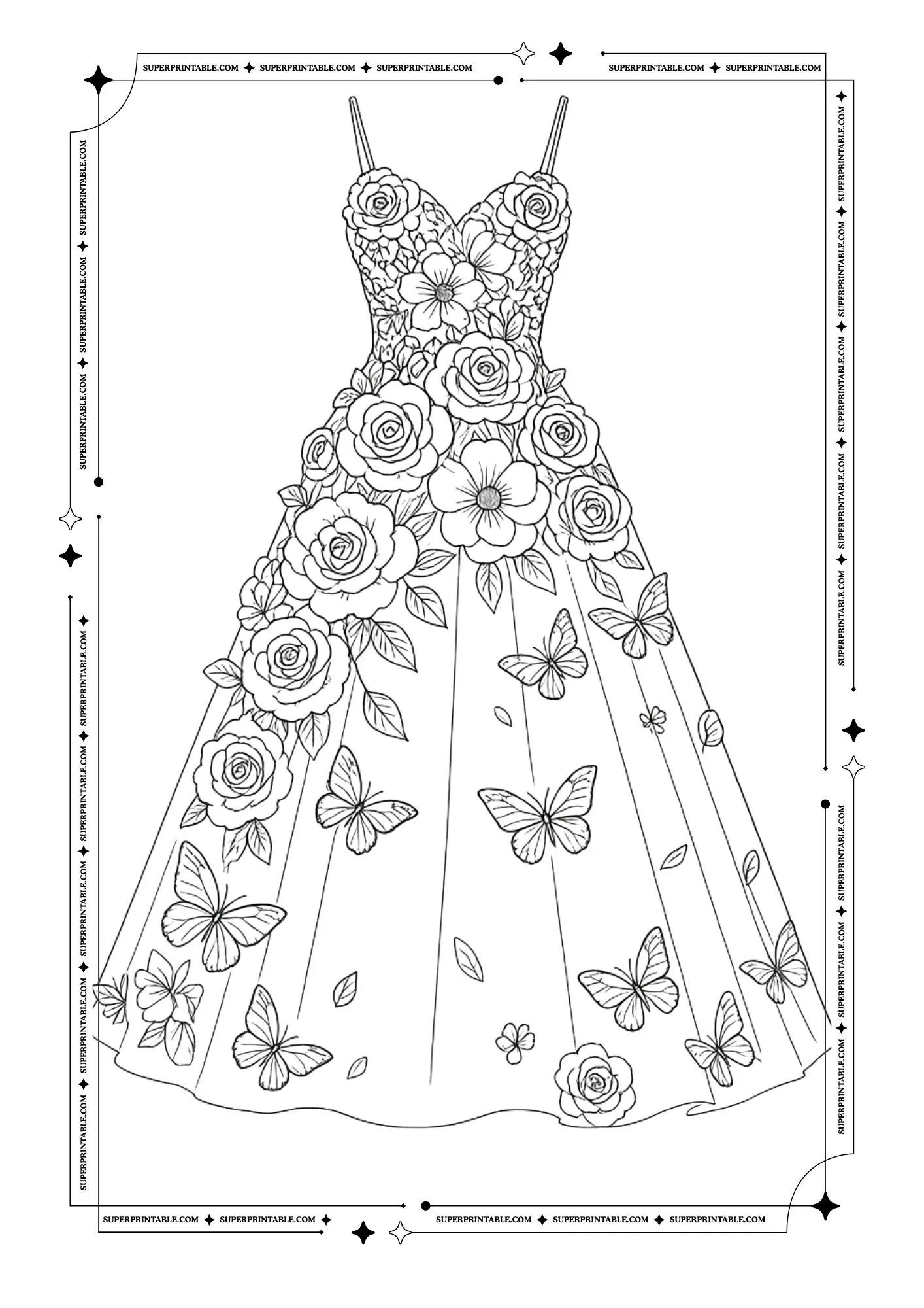 Bridal Dress Coloring Pages 7