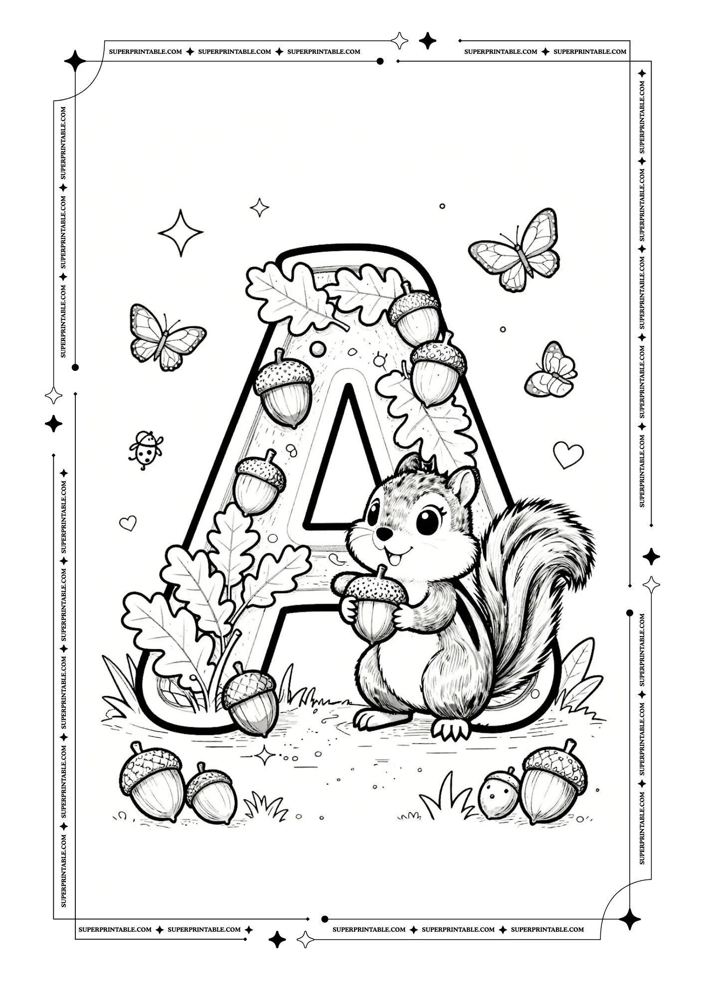 Chipmunks Alphabet Coloring Pages 1