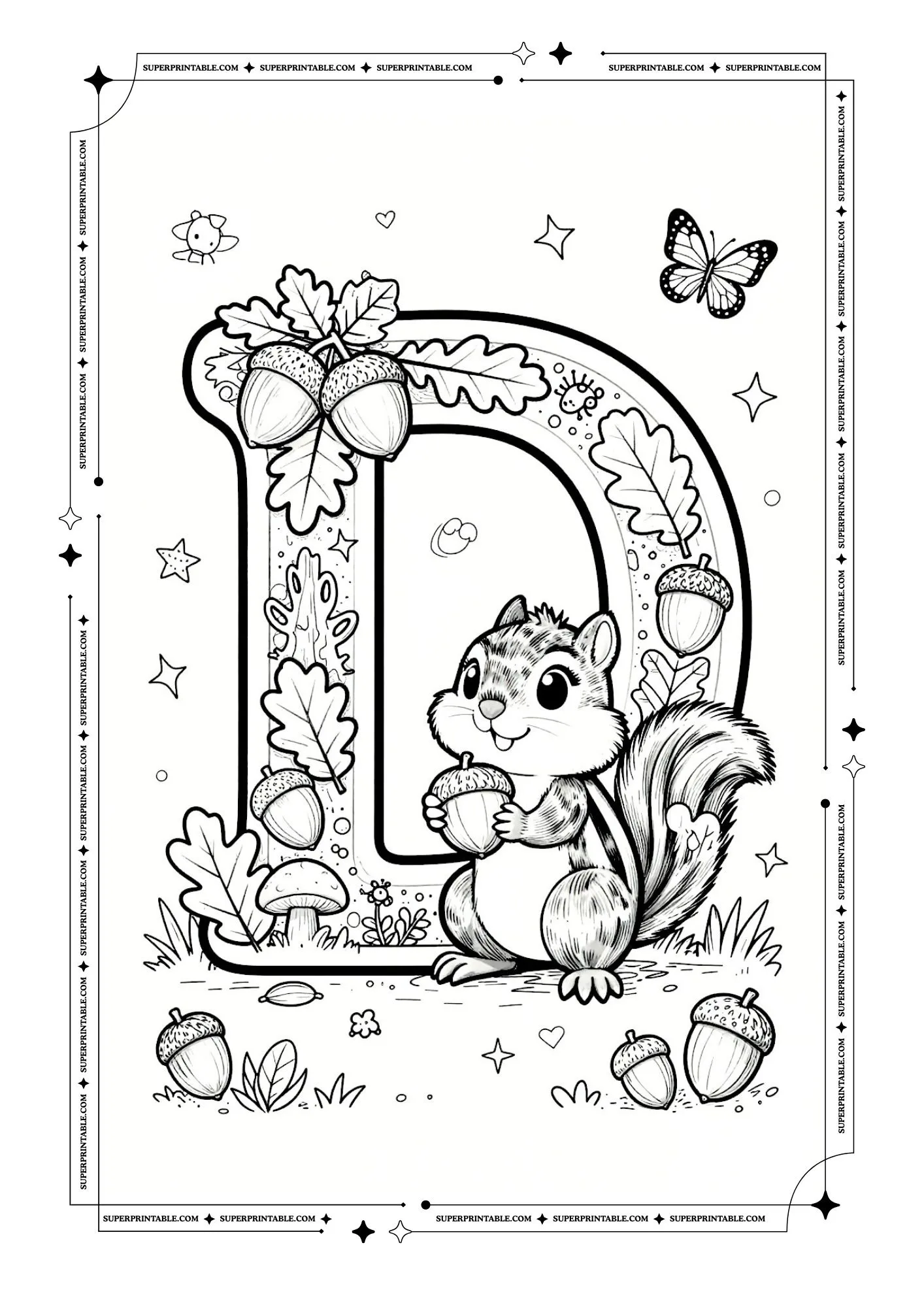 Chipmunks Alphabet Coloring Pages 4