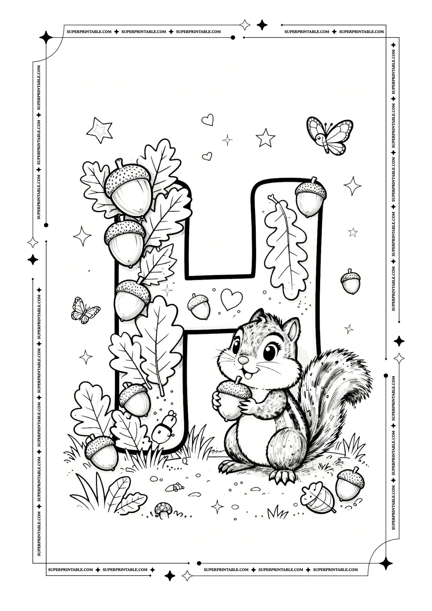 Chipmunks Alphabet Coloring Pages 8