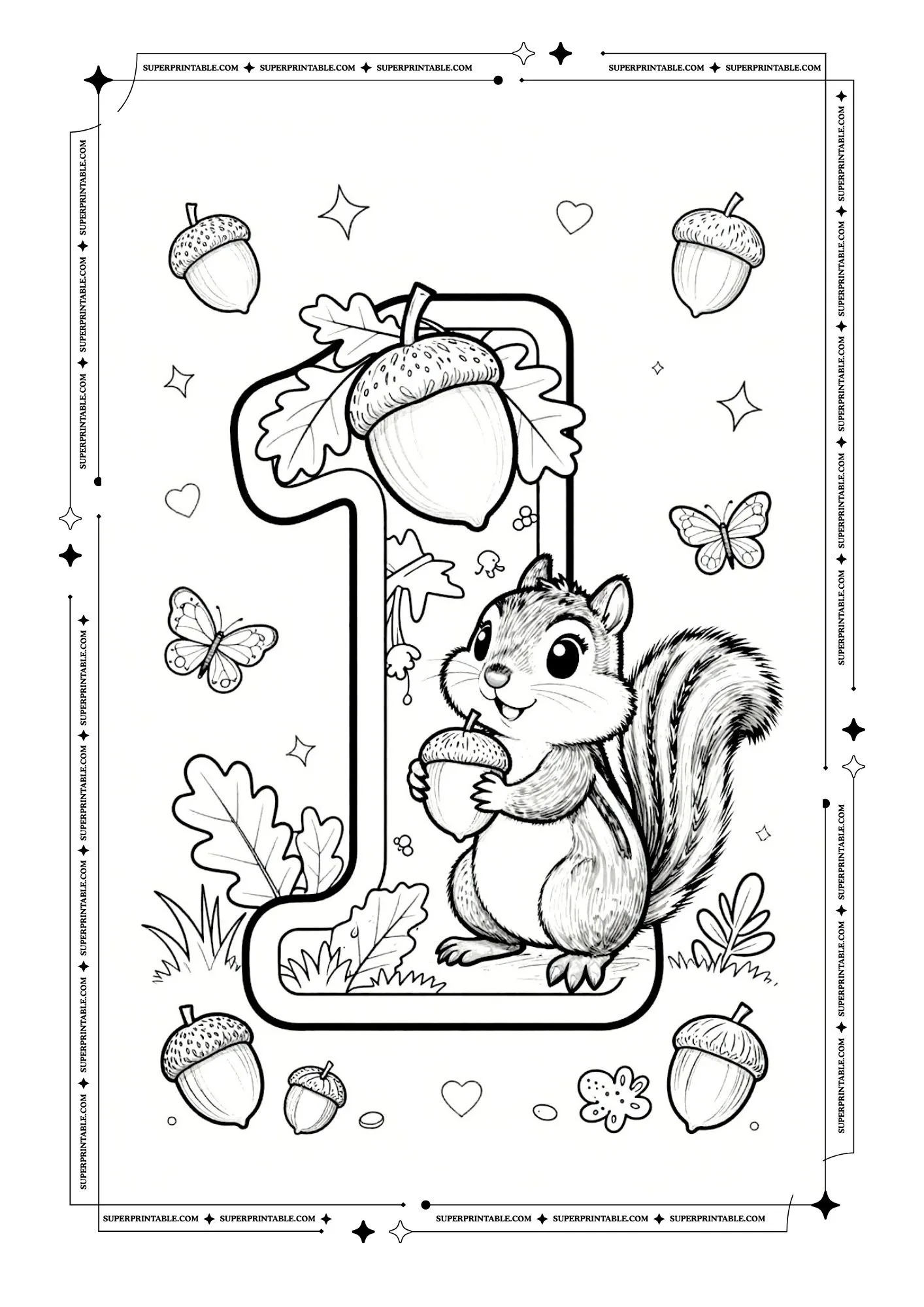 Chipmunks Number Coloring Pages 2