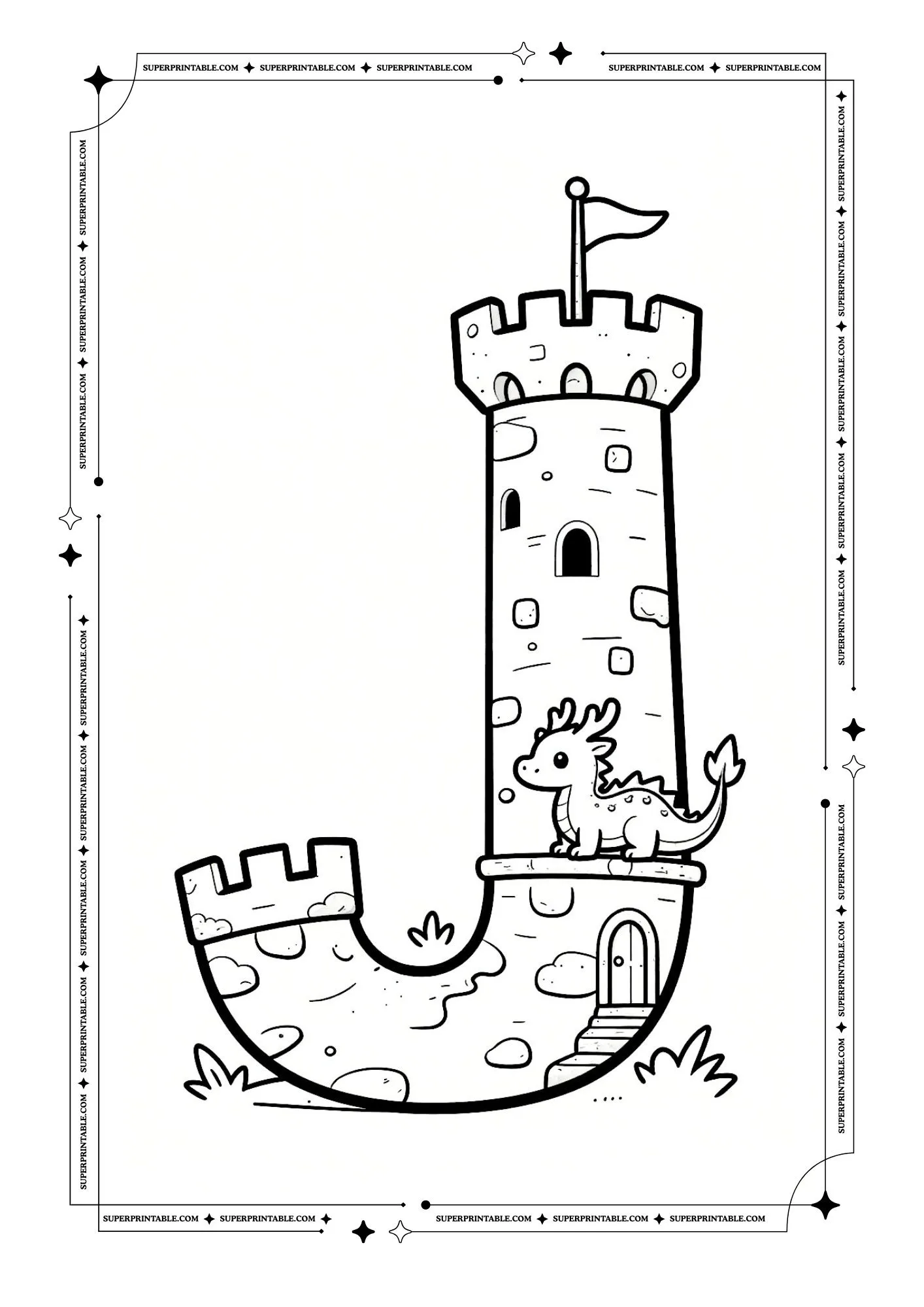 Cozy Castle Alphabet Coloring Pages 10