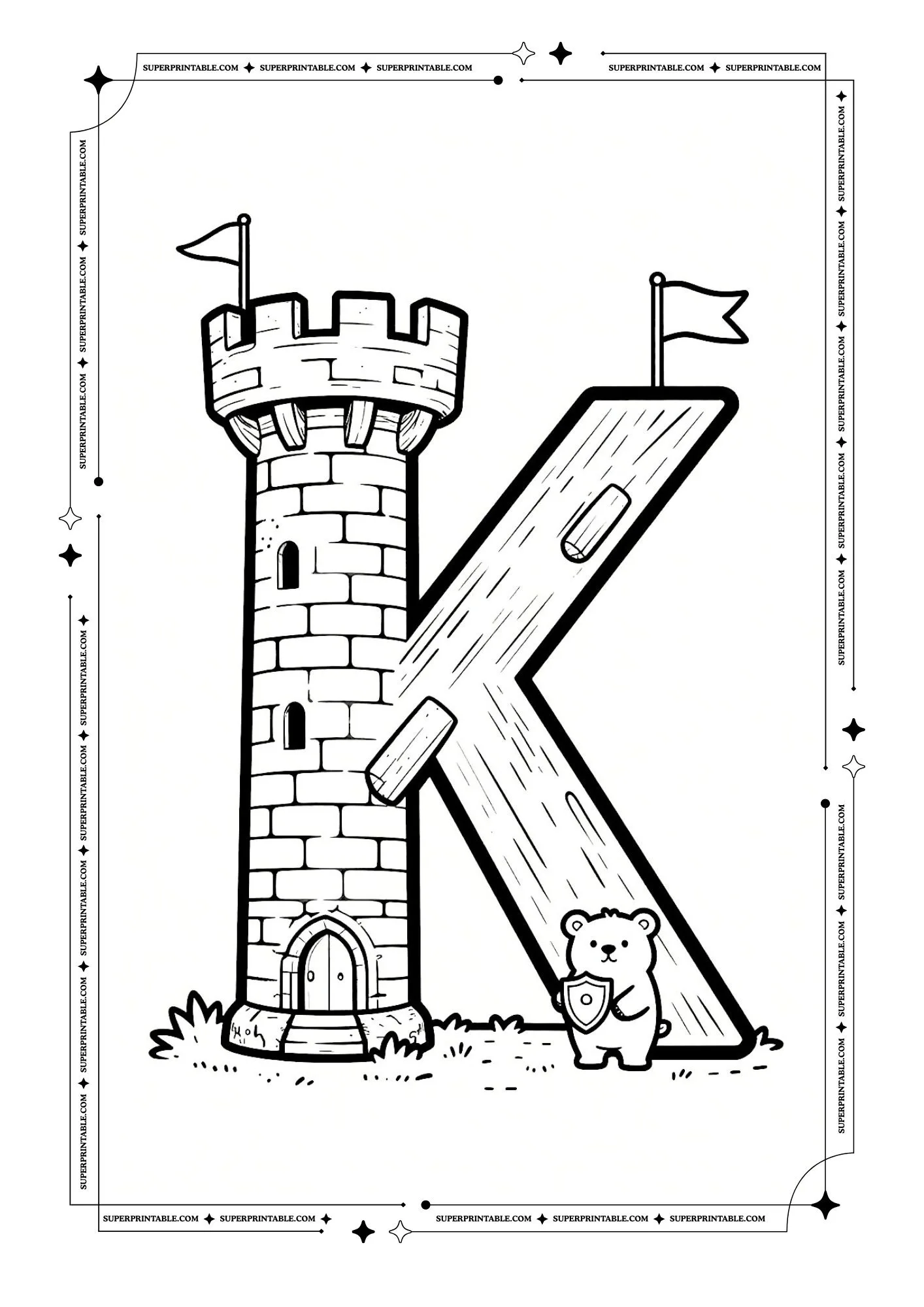 Cozy Castle Alphabet Coloring Pages 11