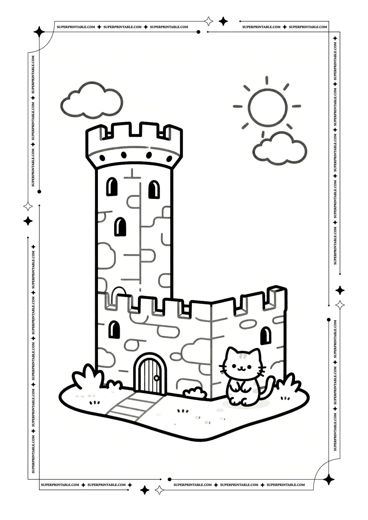 Cozy Castle Alphabet Coloring Pages 12