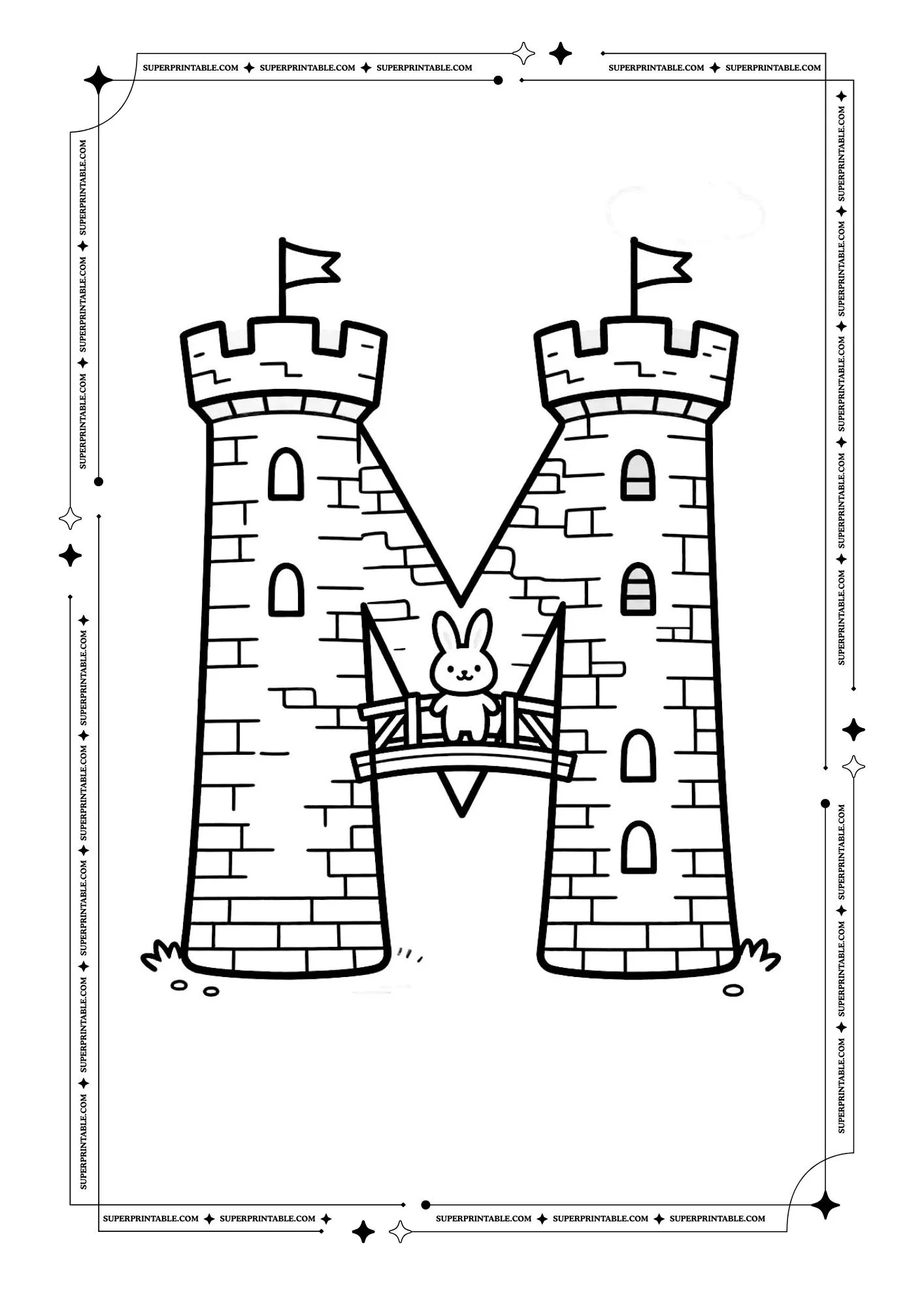 Cozy Castle Alphabet Coloring Pages 13