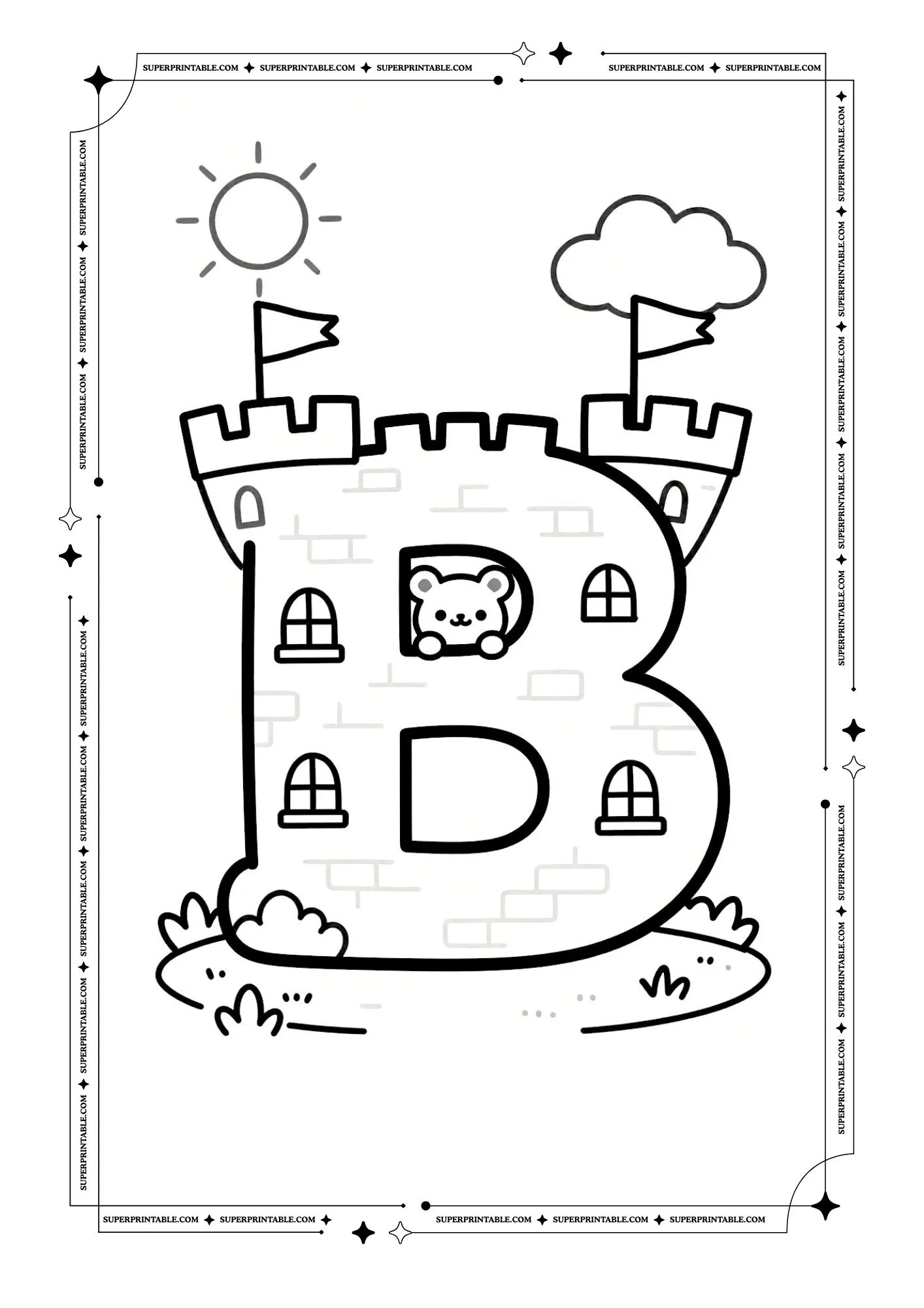 Cozy Castle Alphabet Coloring Pages 2