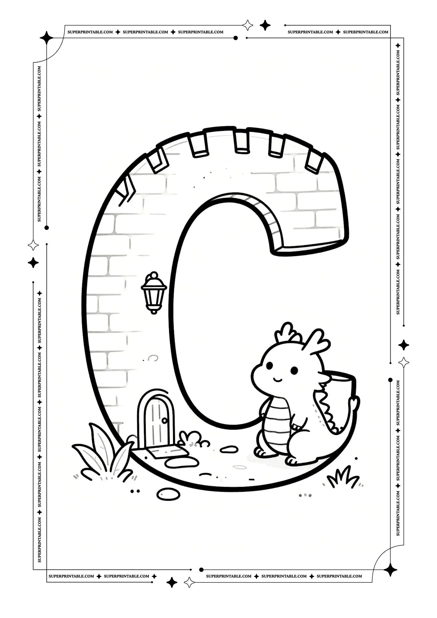 Cozy Castle Alphabet Coloring Pages 3