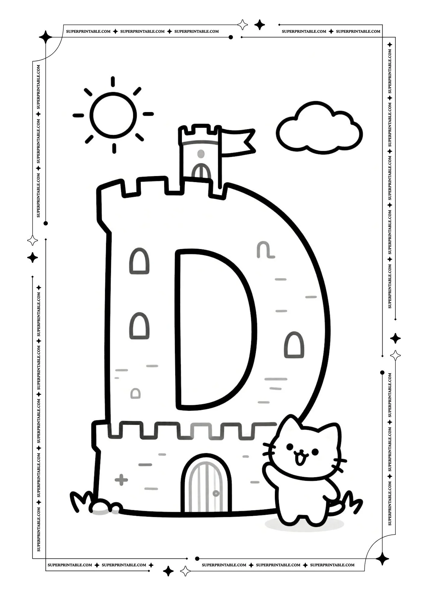 Cozy Castle Alphabet Coloring Pages 4