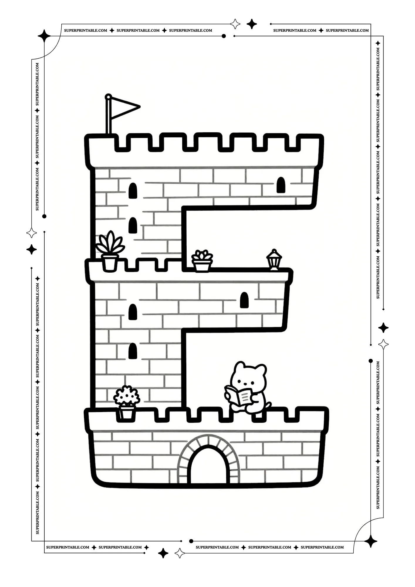 Cozy Castle Alphabet Coloring Pages 5
