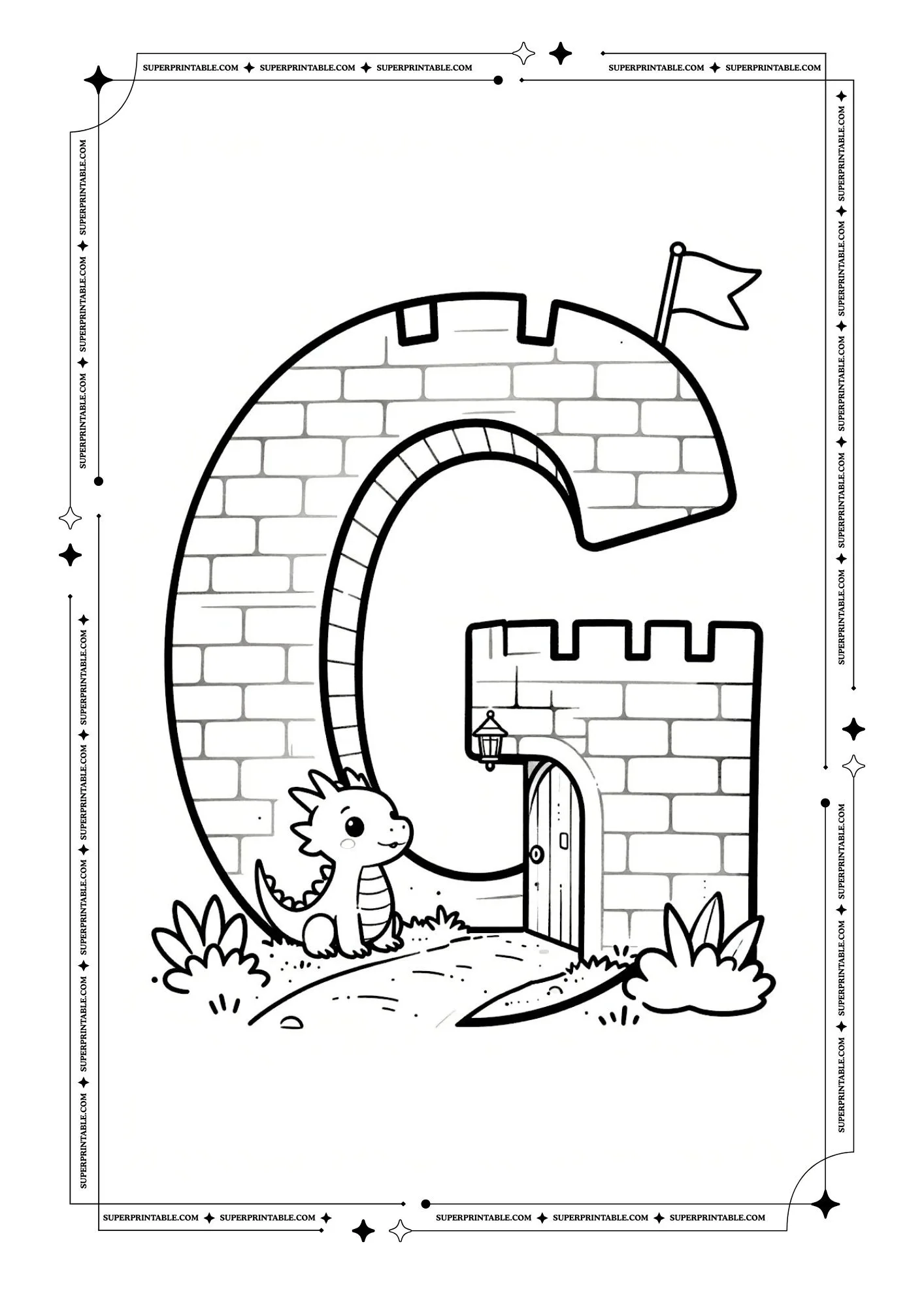 Cozy Castle Alphabet Coloring Pages 7