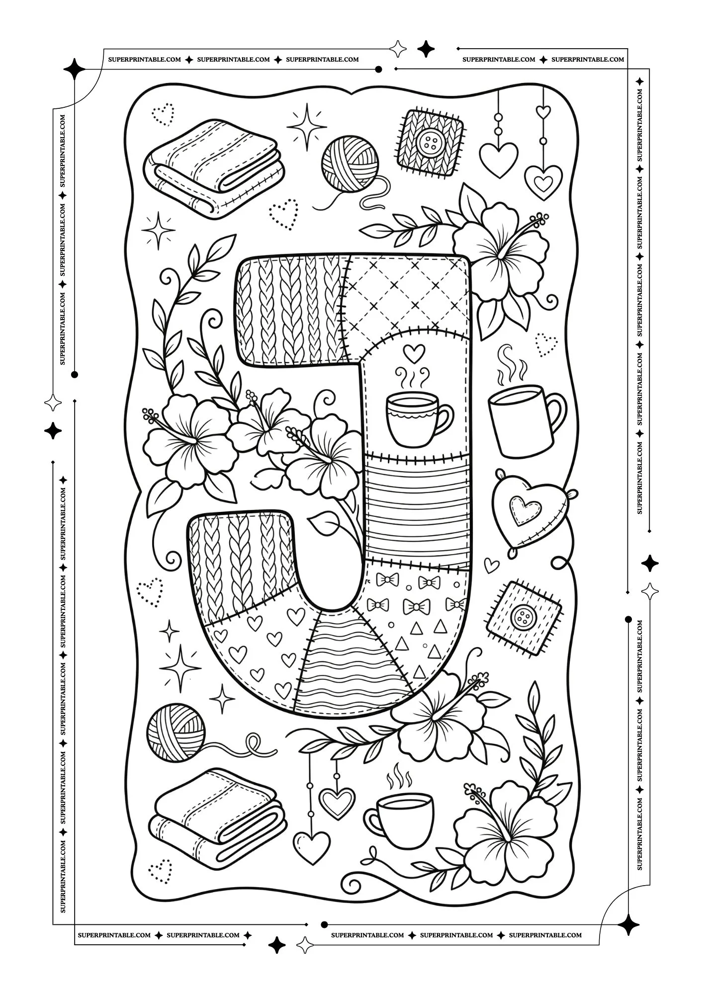 Cozy Valentines Alphabet Coloring Pages 10