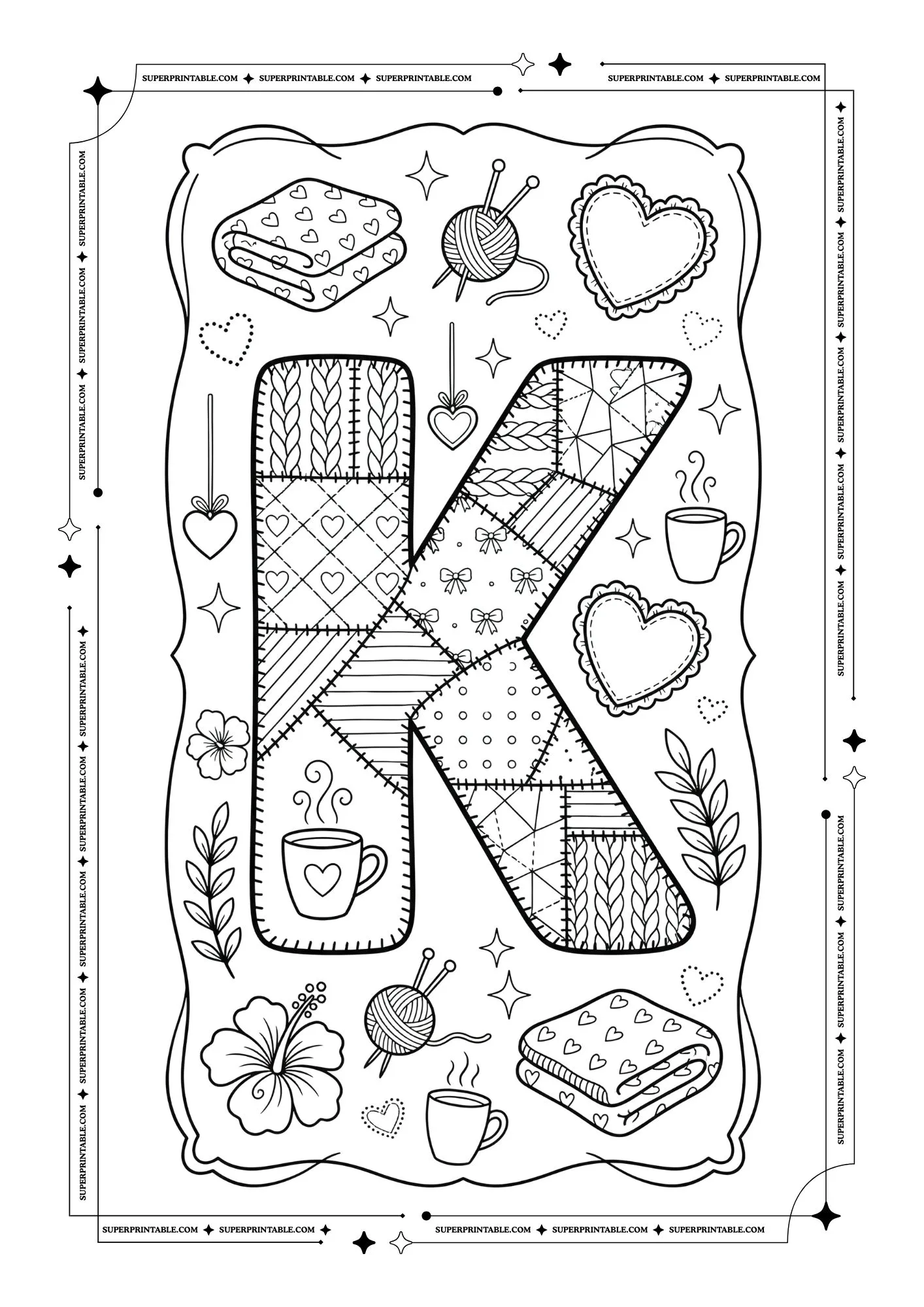 Cozy Valentines Alphabet Coloring Pages 11