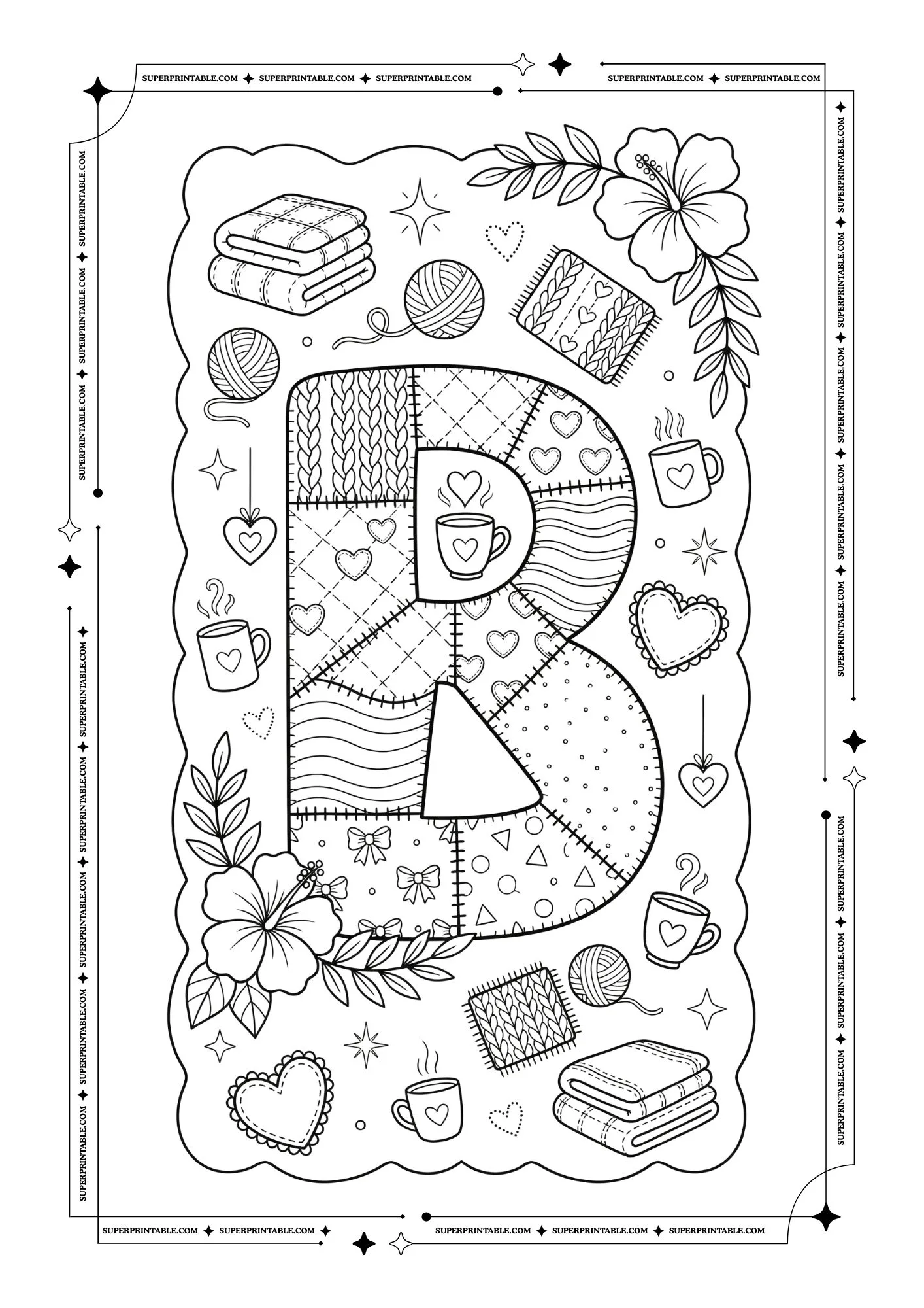 Cozy Valentines Alphabet Coloring Pages 2