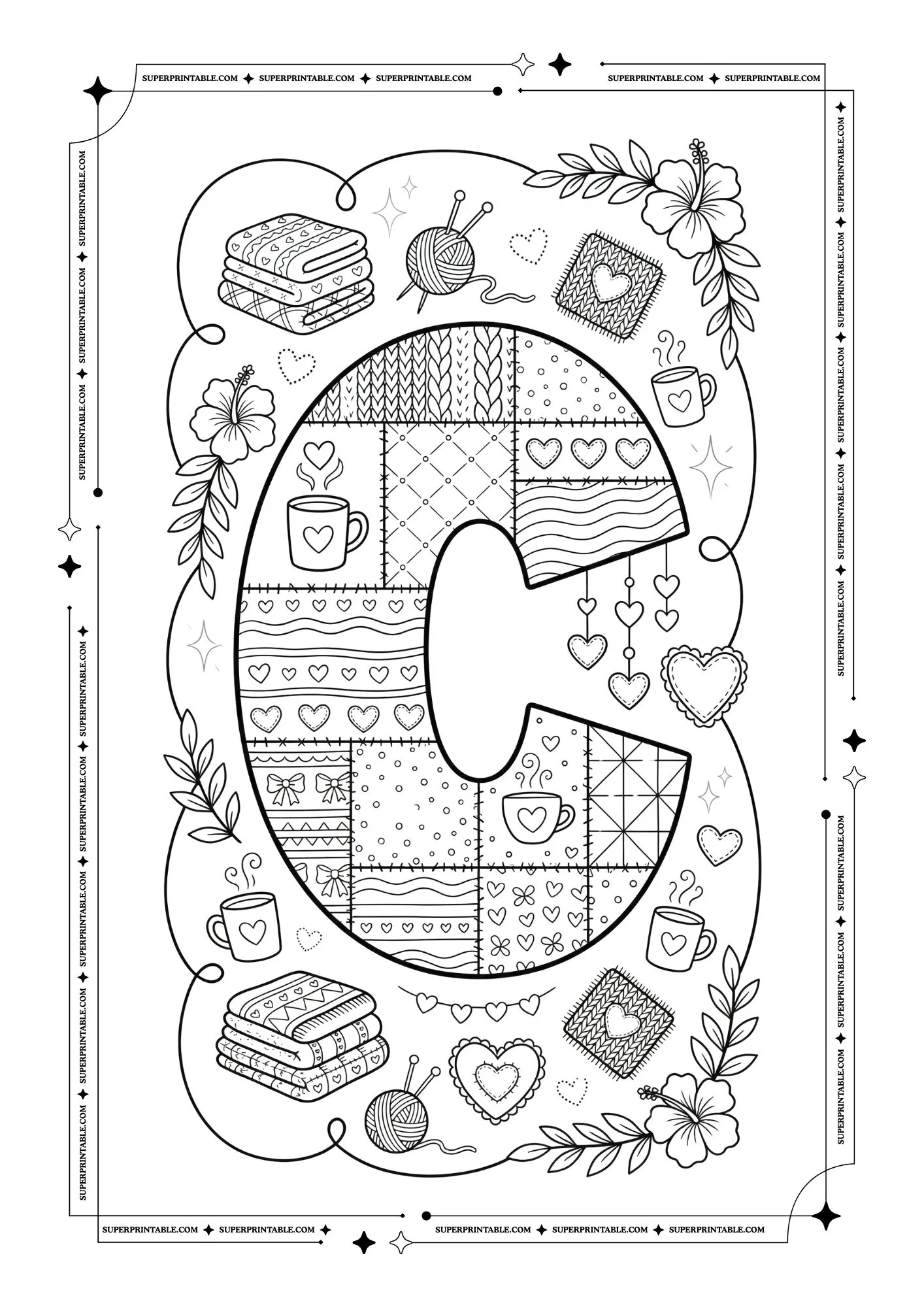 Cozy Valentines Alphabet Coloring Pages 3