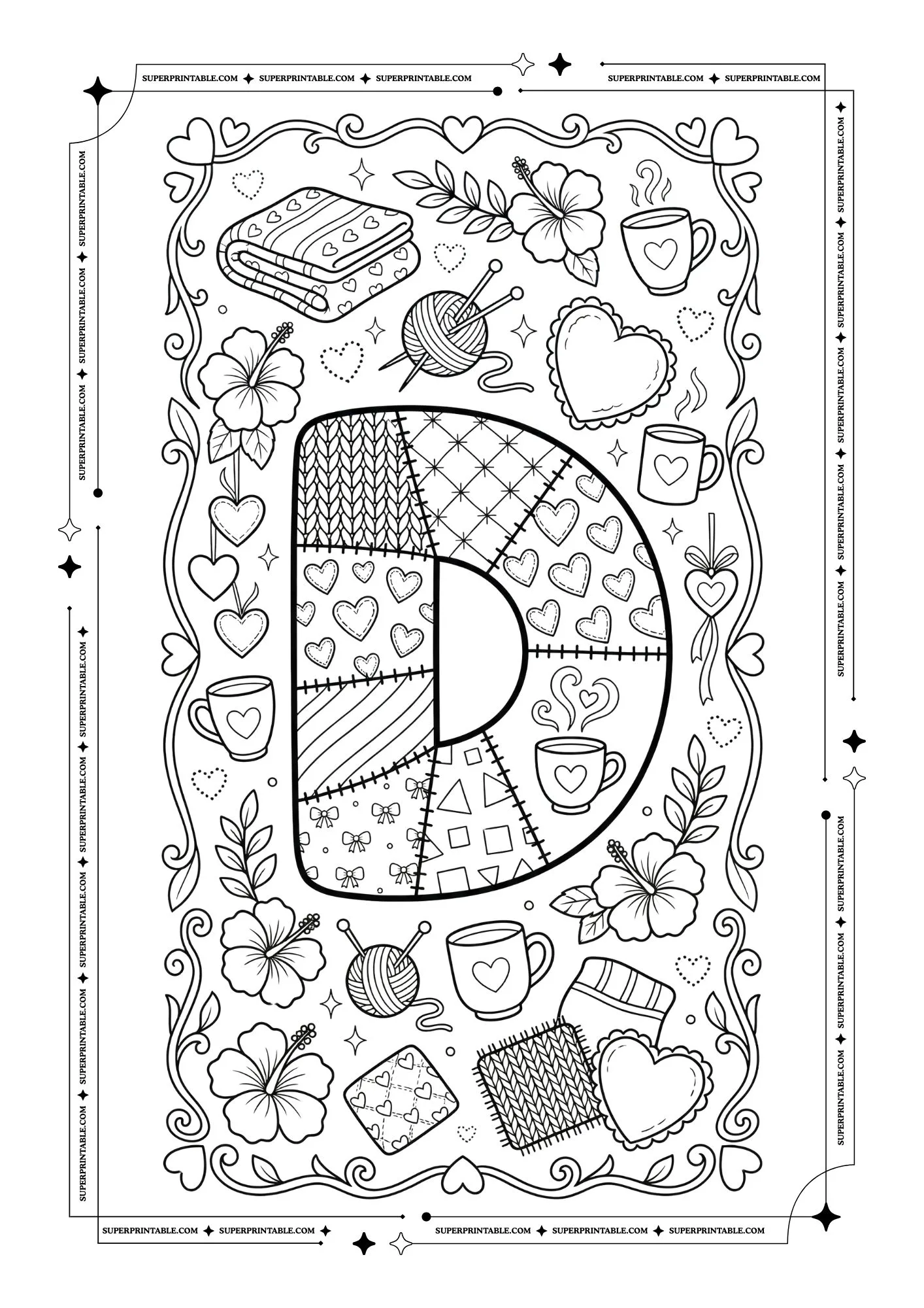 Cozy Valentines Alphabet Coloring Pages 4