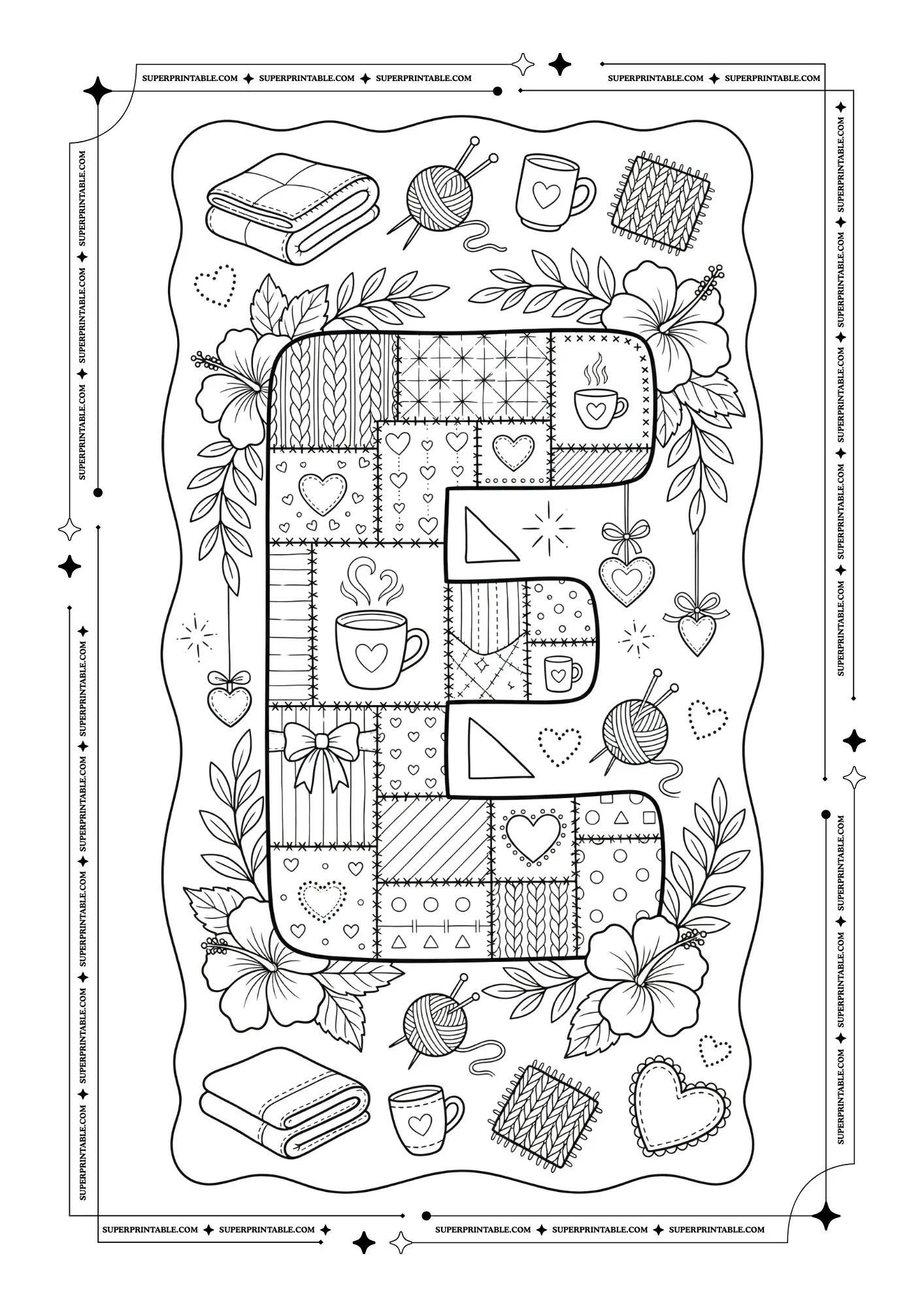 Cozy Valentines Alphabet Coloring Pages 5