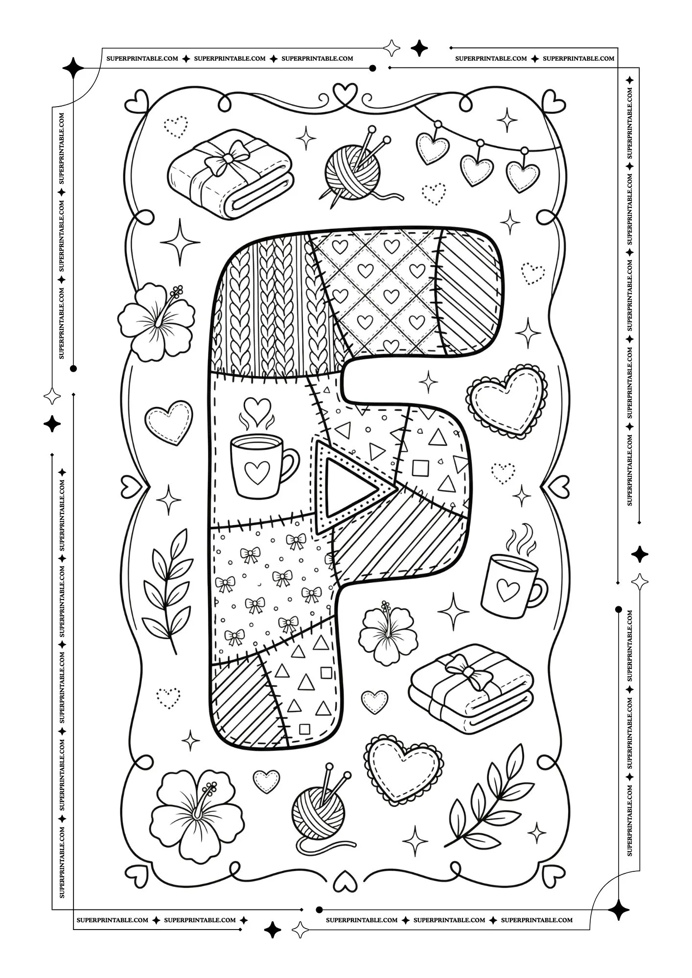 Cozy Valentines Alphabet Coloring Pages 6