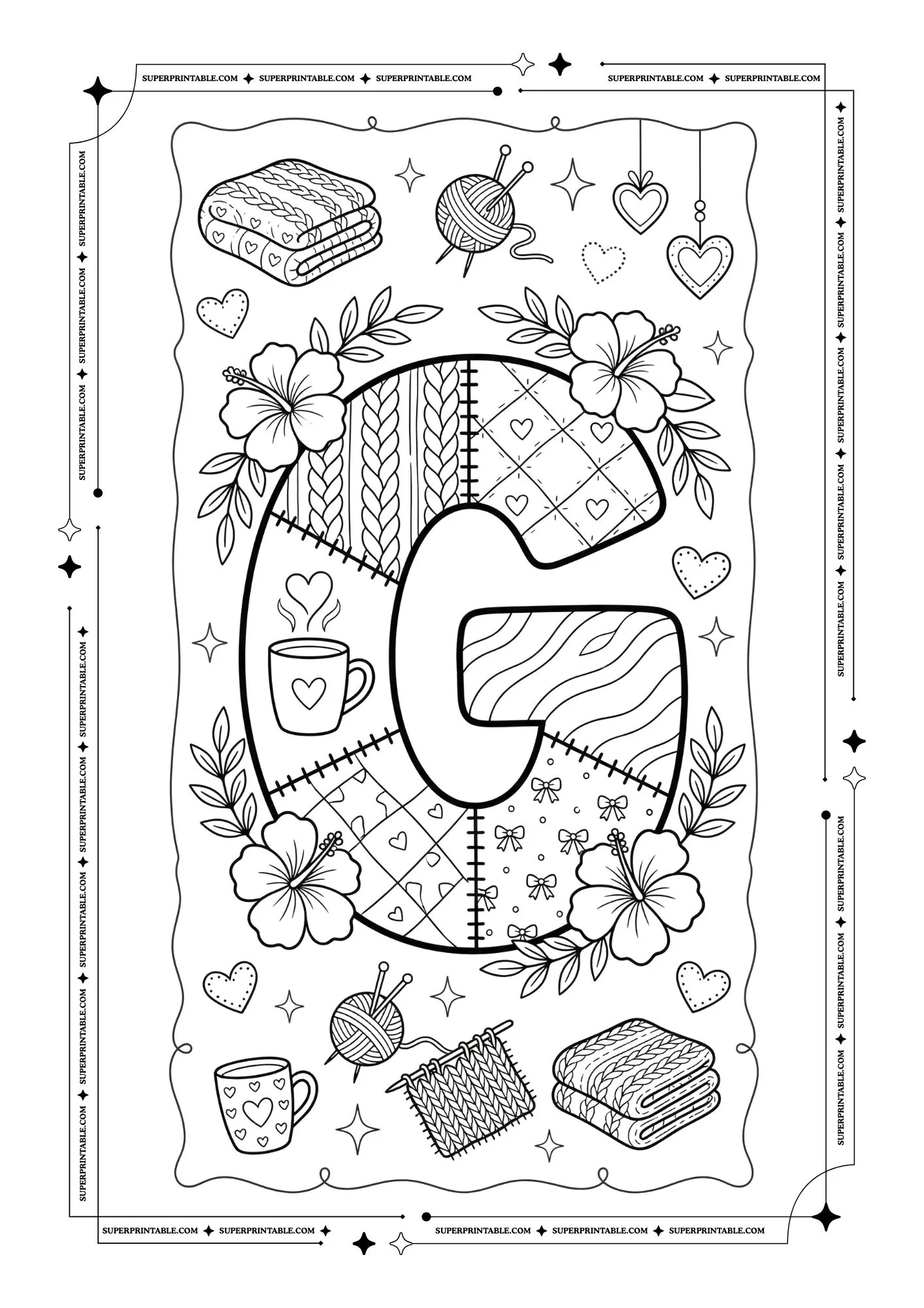 Cozy Valentines Alphabet Coloring Pages 7