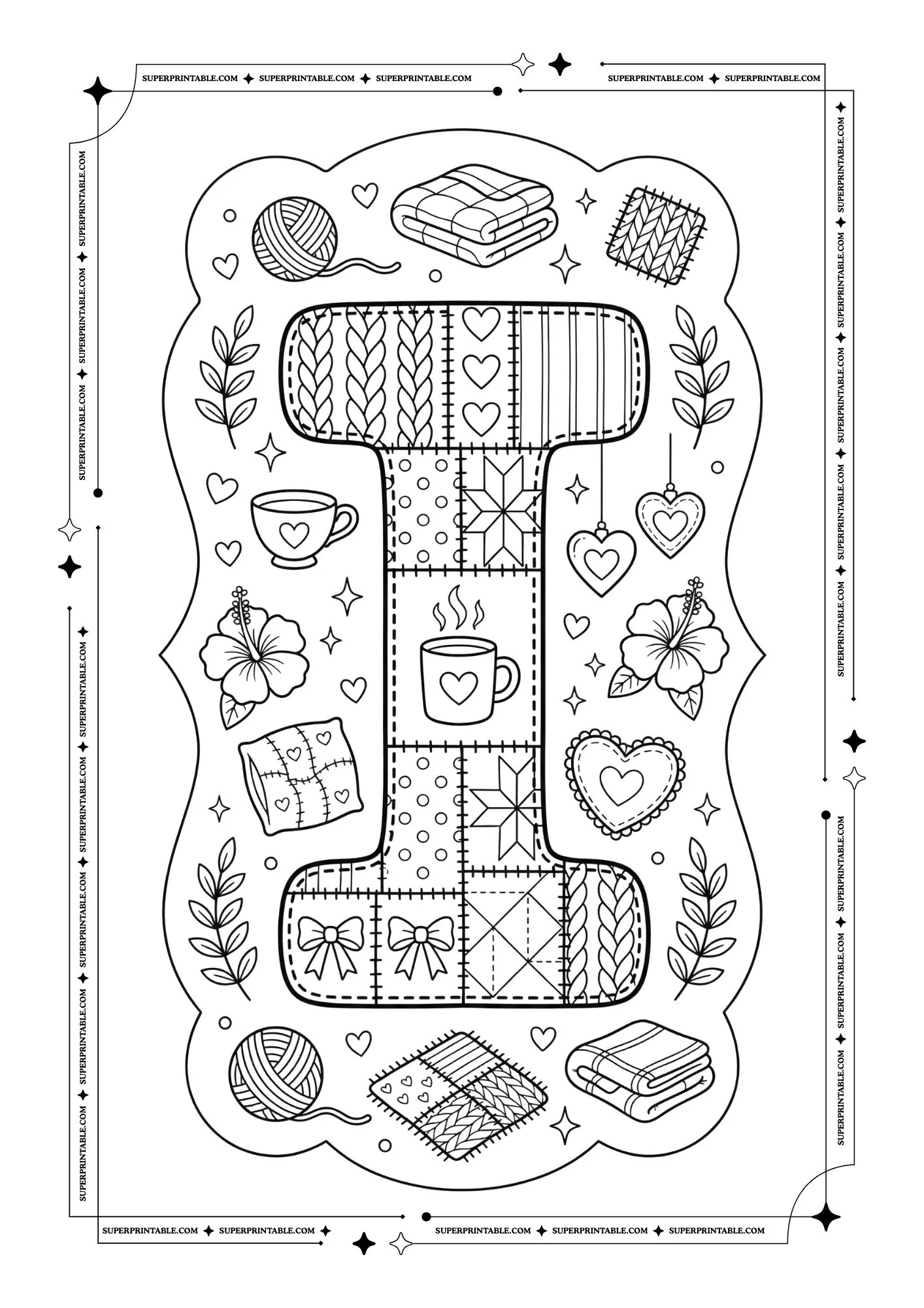 Cozy Valentines Alphabet Coloring Pages 9