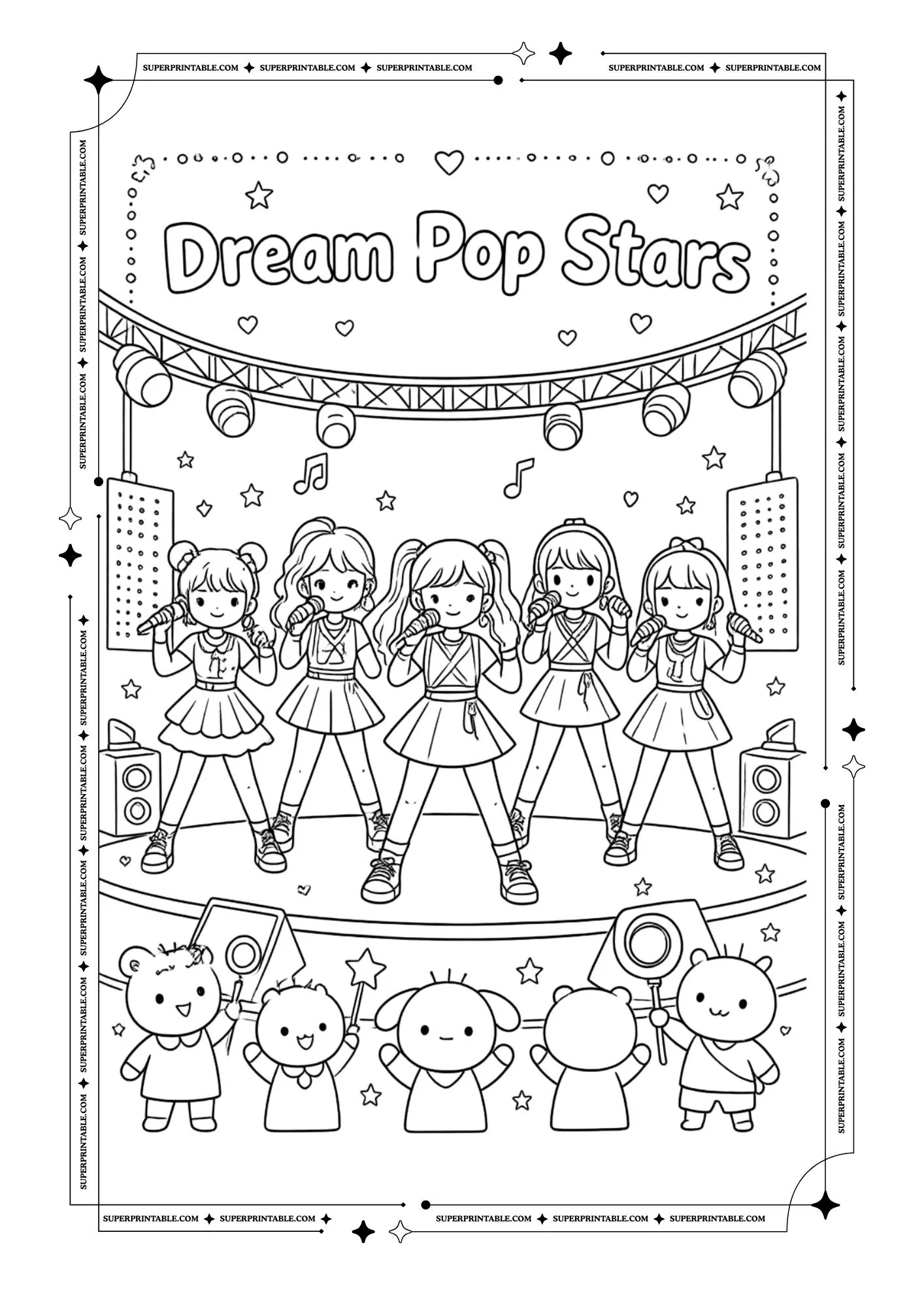 Cute K-Pop Coloring Pages 1