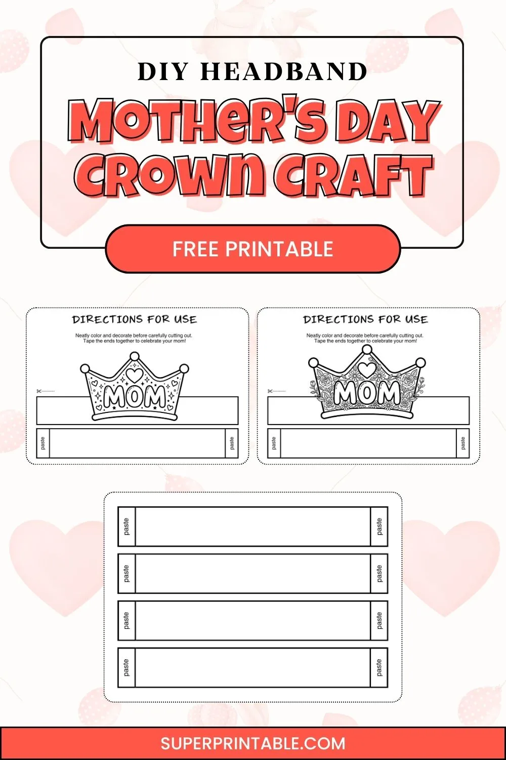 DIY Headband Mother's Day Crown Craft Pinterest Image