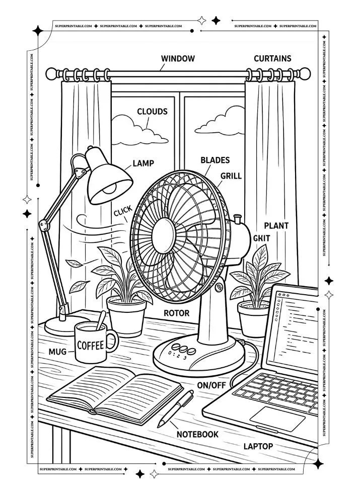 Desk Fans Coloring Pages 5