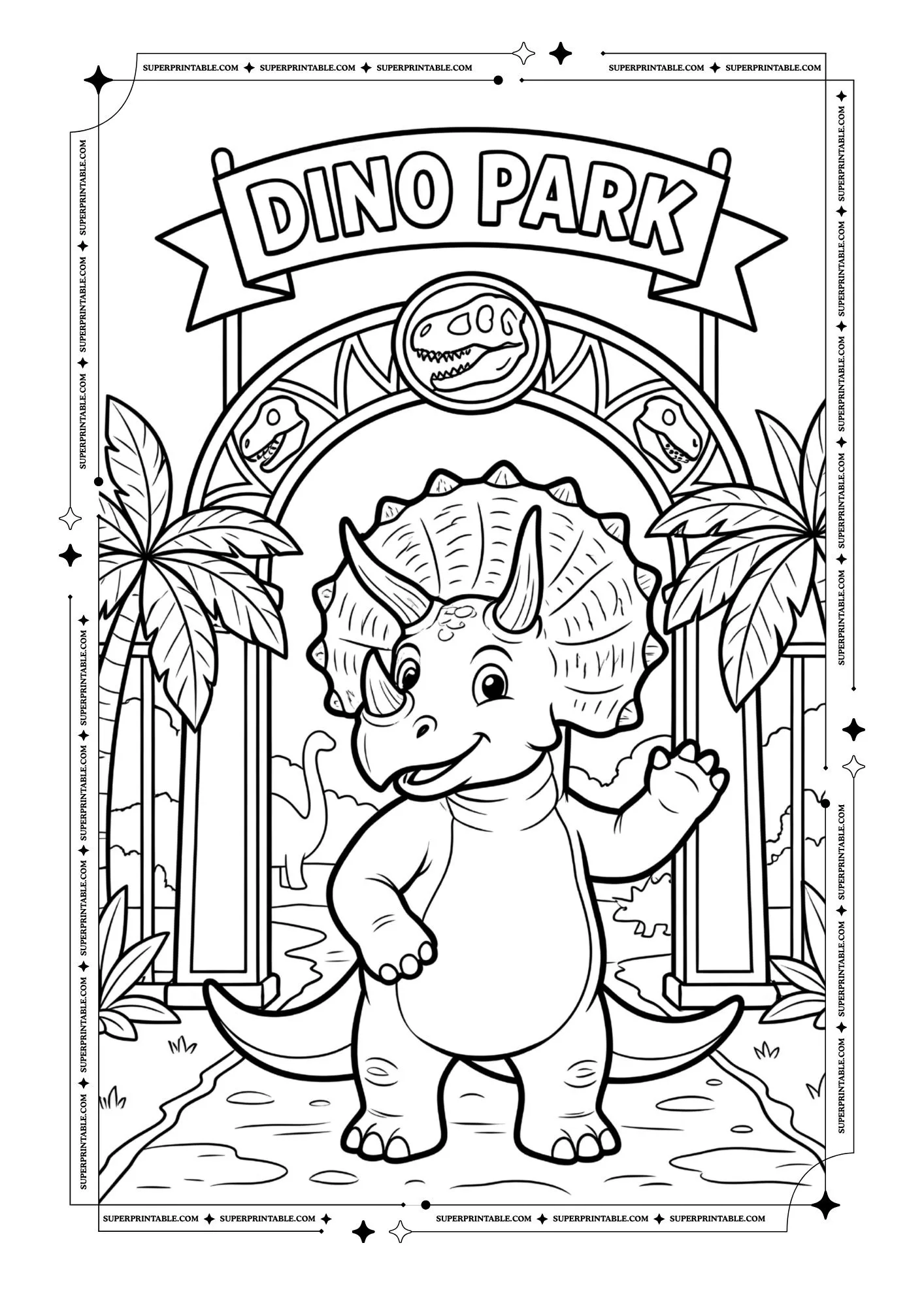 Dino Park Adventures Coloring Pages 1