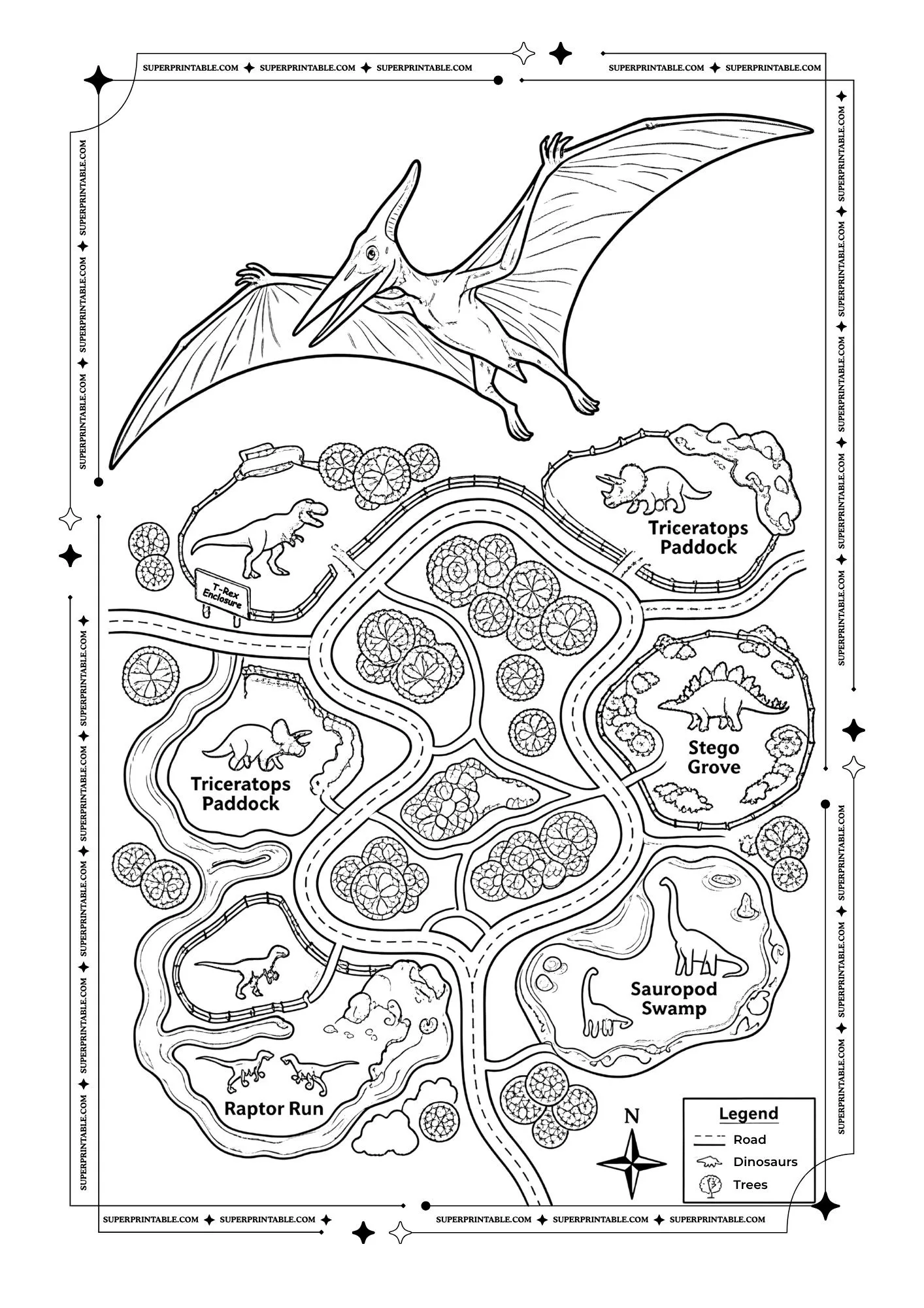 Dino Park Adventures Coloring Pages 2