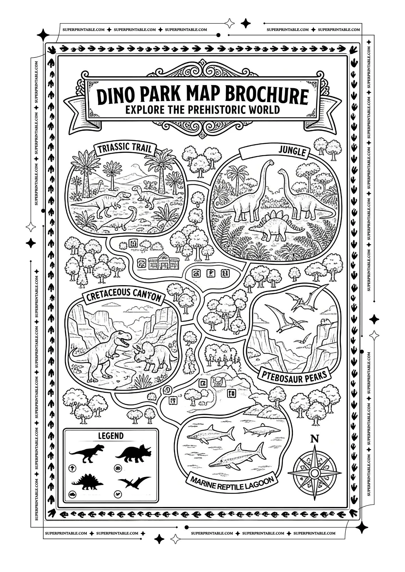Dino Park Adventures Coloring Pages 4
