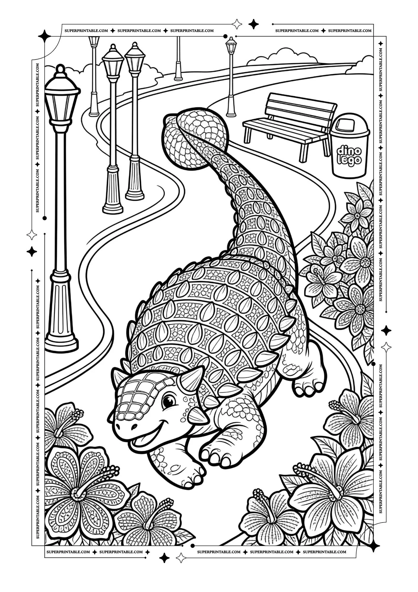 Dino Park Adventures Coloring Pages 5