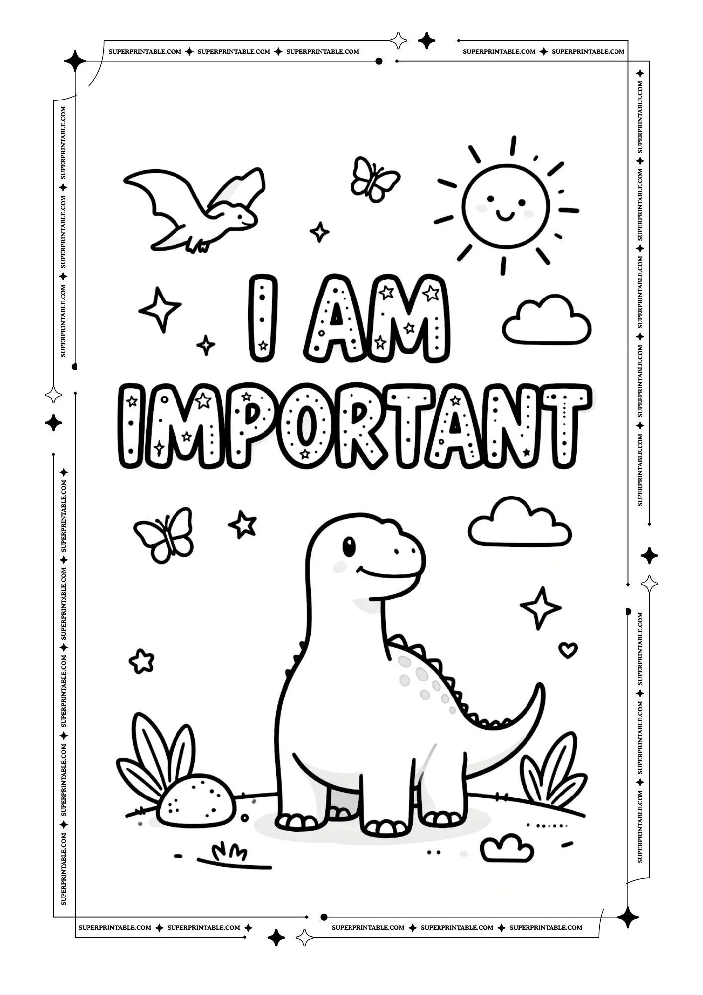 Dinosaur Positive Affirmation Coloring Pages 10