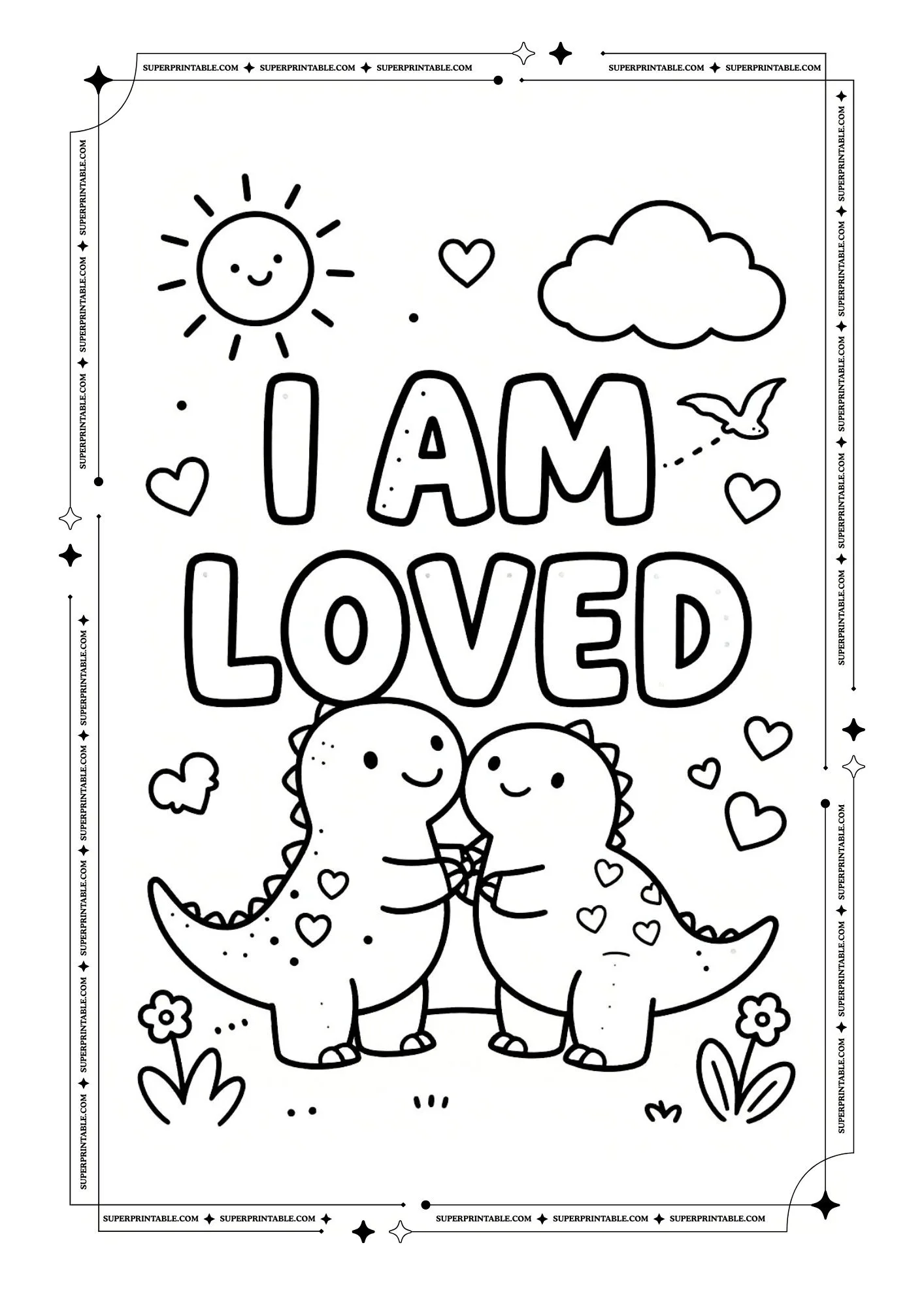 Dinosaur Positive Affirmation Coloring Pages 12