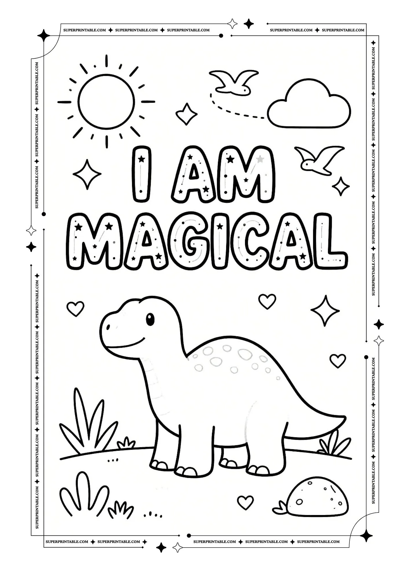Dinosaur Positive Affirmation Coloring Pages 14