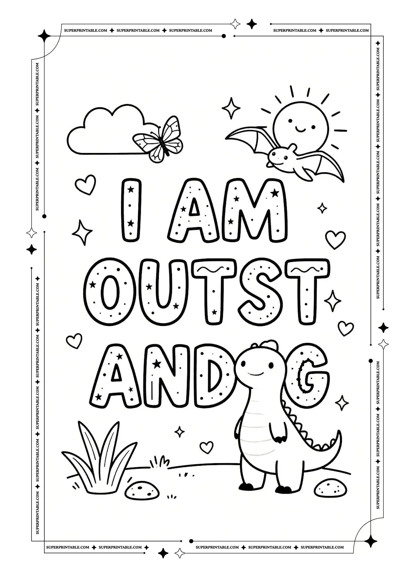 Dinosaur Positive Affirmation Coloring Pages 15