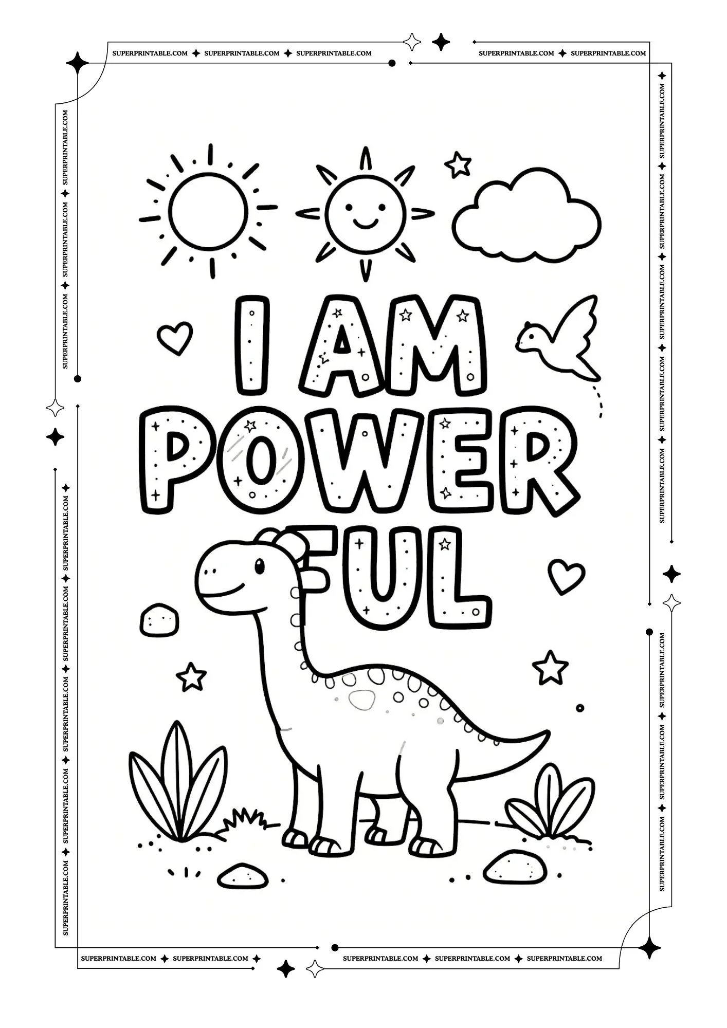 Dinosaur Positive Affirmation Coloring Pages 16